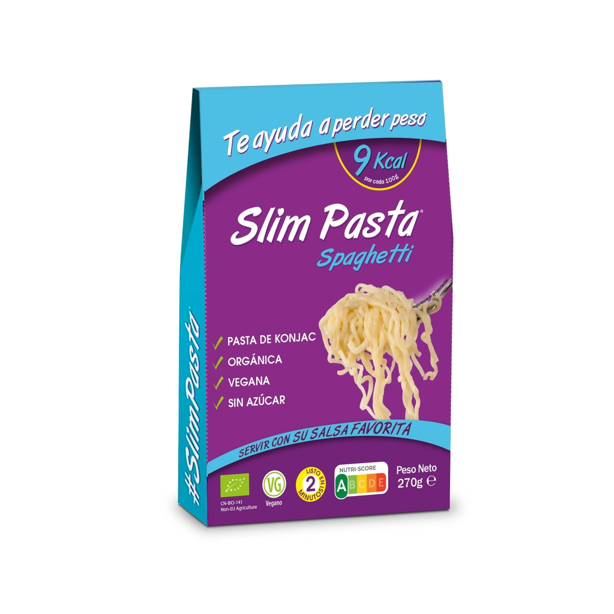 Slim Pasta Spaghettis de Konjac 270 g Sin Calorías ni Carbohidratos para Dietas Keto y Low Carb Vegano