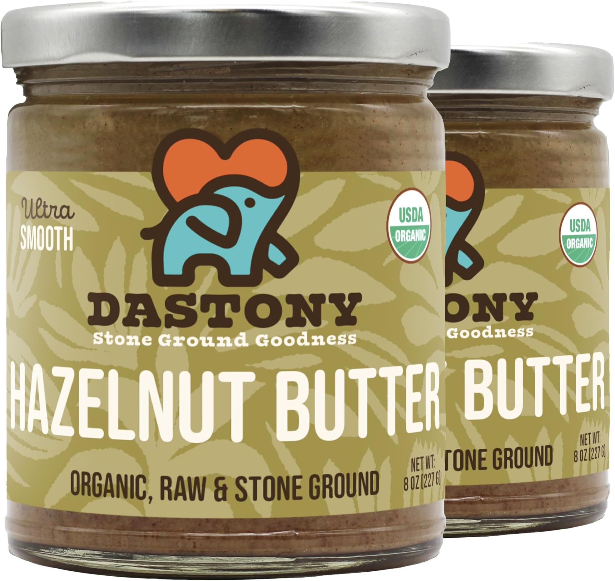 Dastony Organic Raw Hazelnut Butter, 8 oz | Only One Ingredient | Vegan, Paleo and Keto Friendly, Non GMO, Gluten-free - Pack of 2