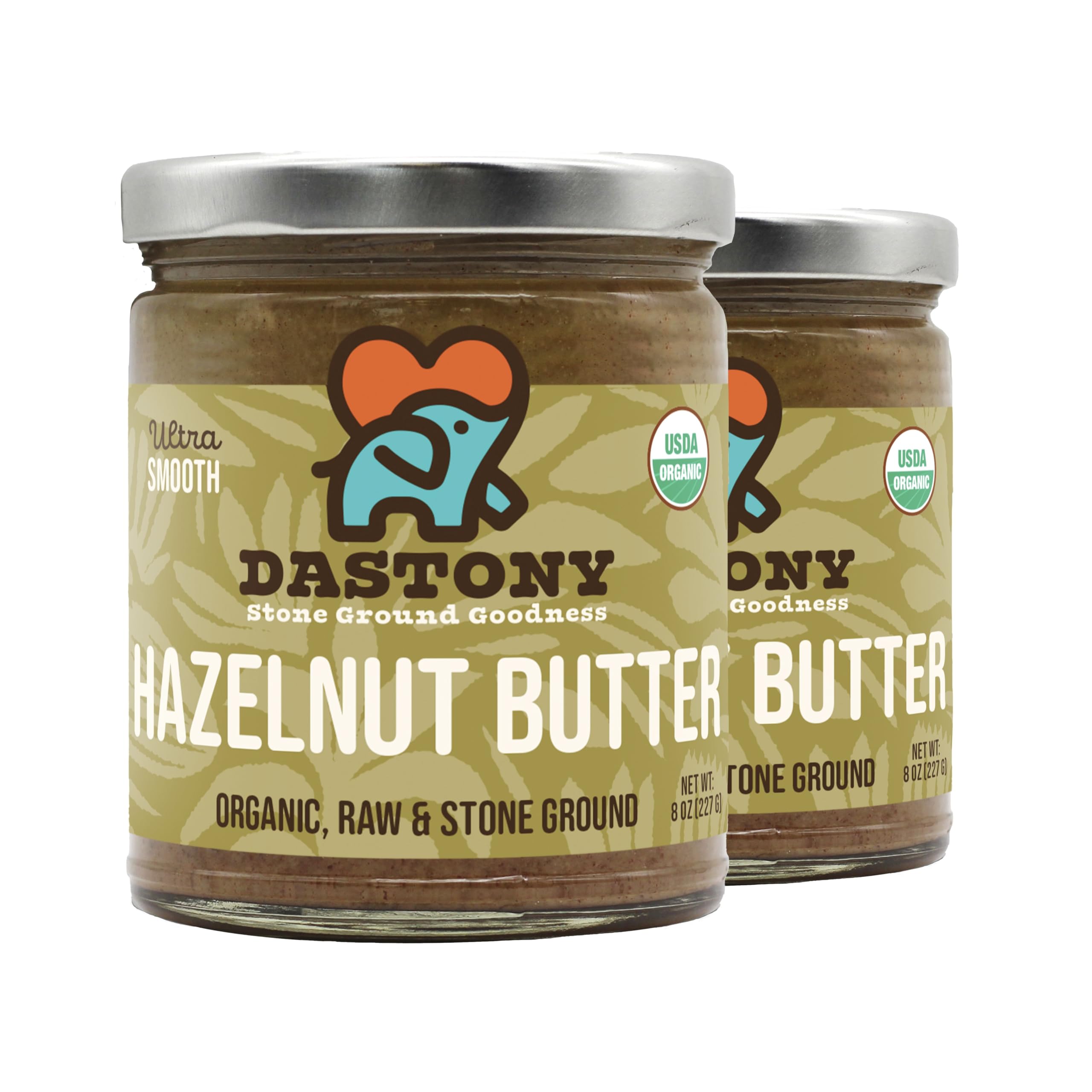 Dastony Organic Raw Hazelnut Butter, 8 oz | Only One Ingredient | Vegan, Paleo and Keto Friendly, Non GMO, Gluten-free - Pack of 2