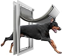 Extra Large XL Dog Door for Exterior Doors - 13.4x23.1" Opening, Aluminum Frame, 3 Flaps, Up to 220 lbs, Weatherproof Lockable Pet Door