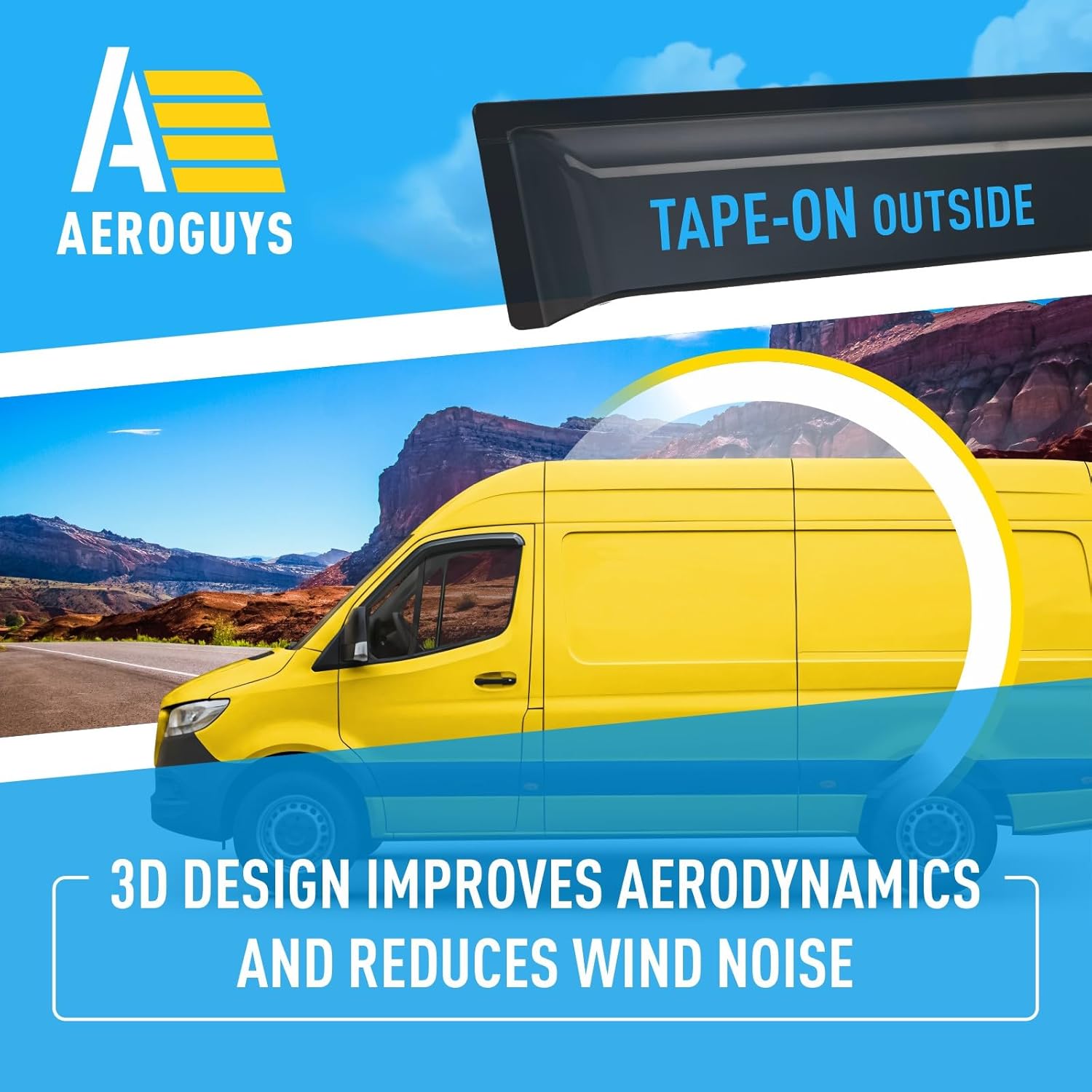 Extra Durable Window Deflectors Tape-On Window Visors Rain Guards Fit for Mercedes-Benz Sprinter 2019-2026, Sun Visors, Wind Vent for Shades, Exterior Car Accessories - 2 pcs. AG0989
