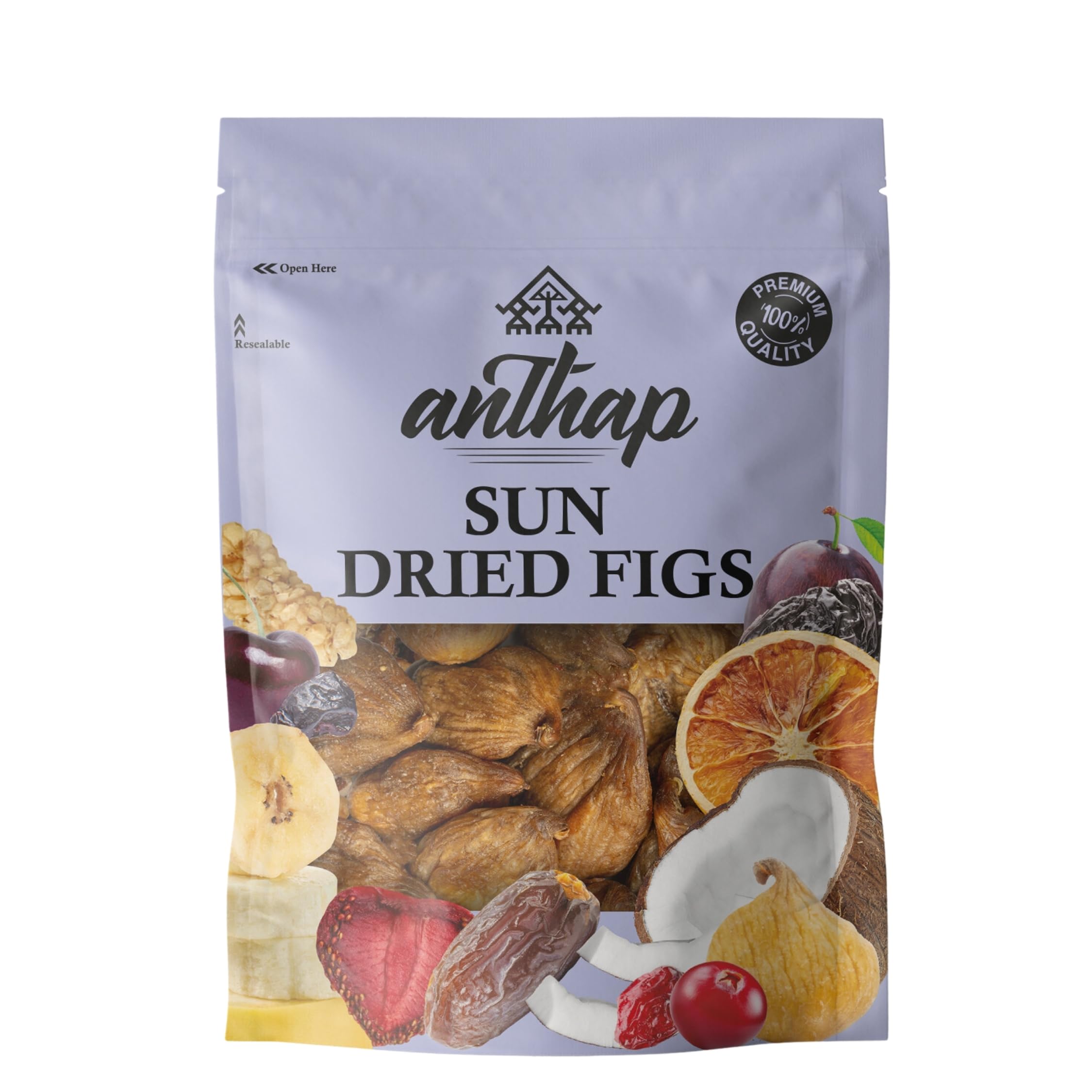 Anthap Natural Sun Dried Mountain Figs, Rich, Sweet Flavour, Handpicked Quality Figs, High in Fiber & Antioxidants, Ideal for Healthy Snacking & Recipes, No Preservatives & Additives, 1kg