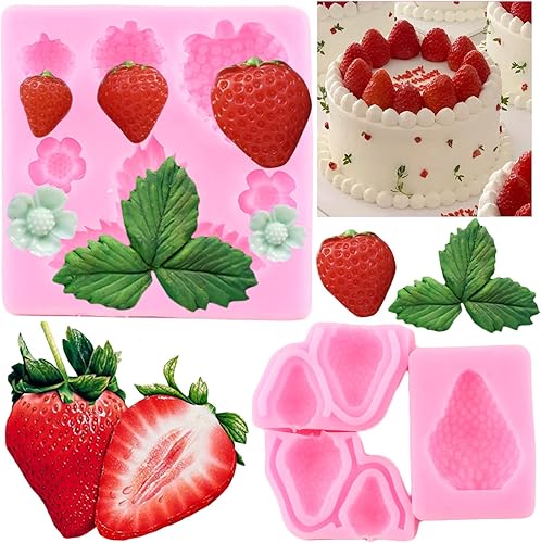 Mujiang Mini moldes de silicona para fresas, flores de fresa, fondant, para decoración de tartas, cupcakes, decoración de caramelos de azúcar,
