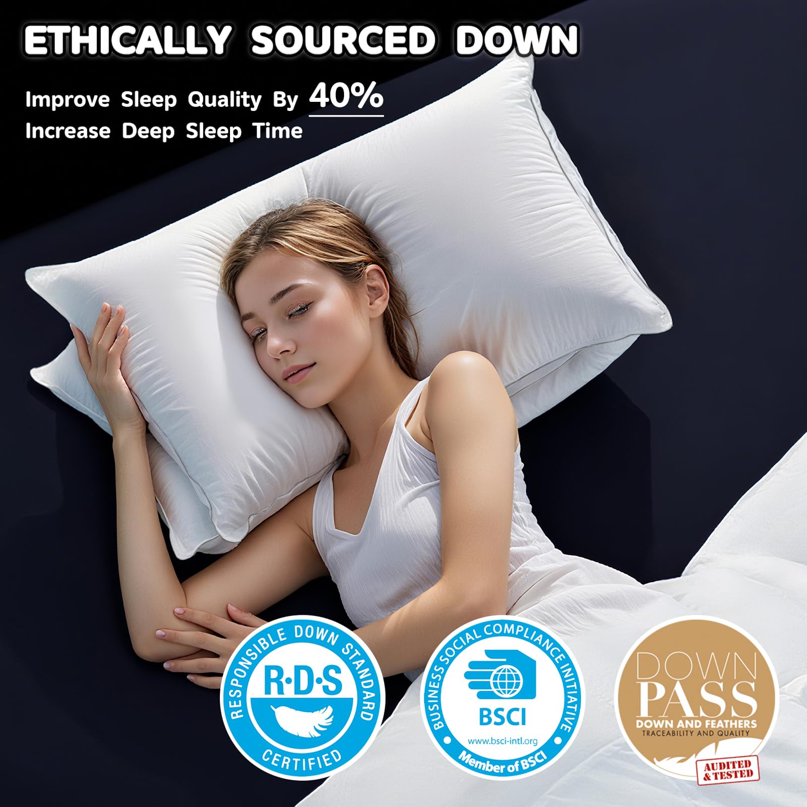Best Goose Down Pillows for 2026: Spec-First Picks 3 ANSSO Canadian Goose Down Pillows King Size 80% Goose Down and 20% Goose Feather — product photo