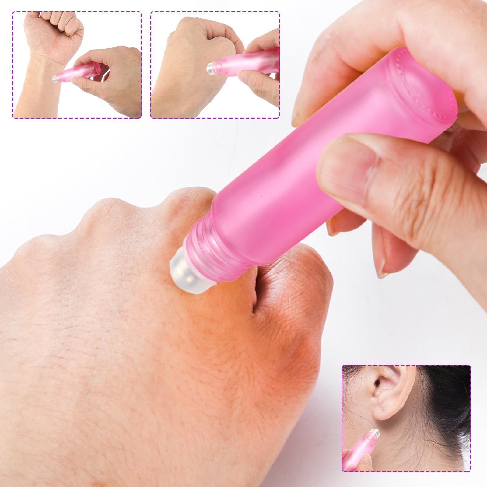 16 Piezas Roll On Aceite Esencial Cristal, 10 ml Botellas Rellenable, Botellas Aceite Esencial con Bolas de Acero Inoxidable
