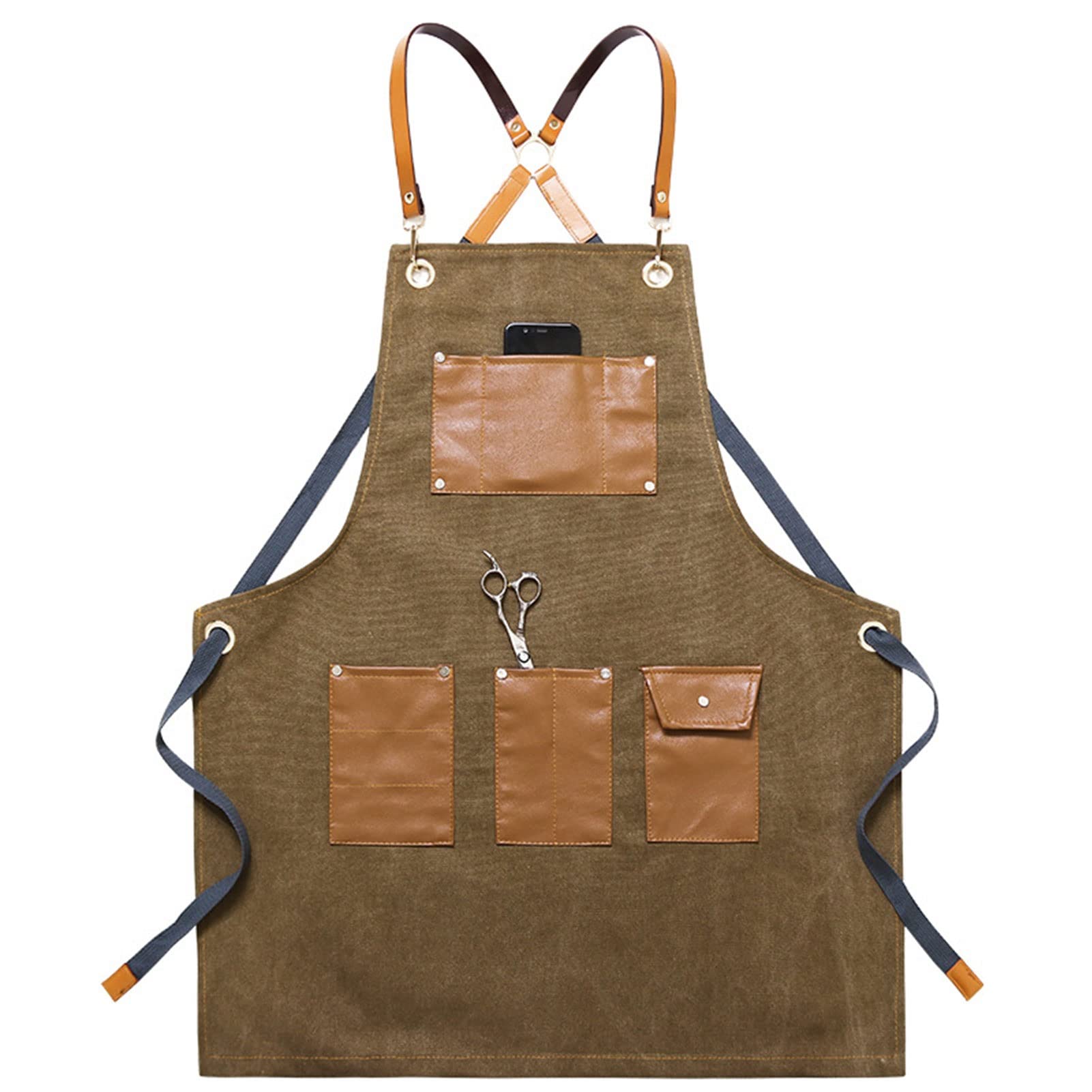 fayengan Tool Apron For Carpenters, Heavy Duty Workshop Apron, Waterproof Woodworking Apron, Waxed Canvas Apron (Color : Green, Size : XL)
