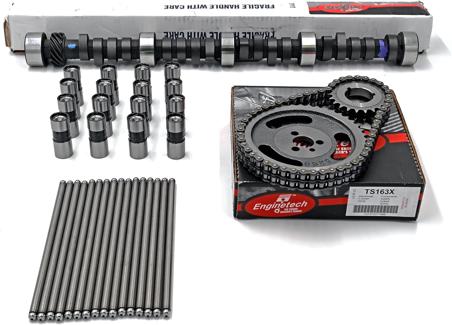 STAGE 1 RV TORQUE CAMSHAFT KIT w/HIGH PERFORMANCE LIFTERS | TRUE DOUBLE ROLLER TIMING | PUSH RODS | LIFT: .420/.443 | .050" DURATION: 204/214 | fits CHEVROLET SBC 283 327 350 400 5.7 5.7L