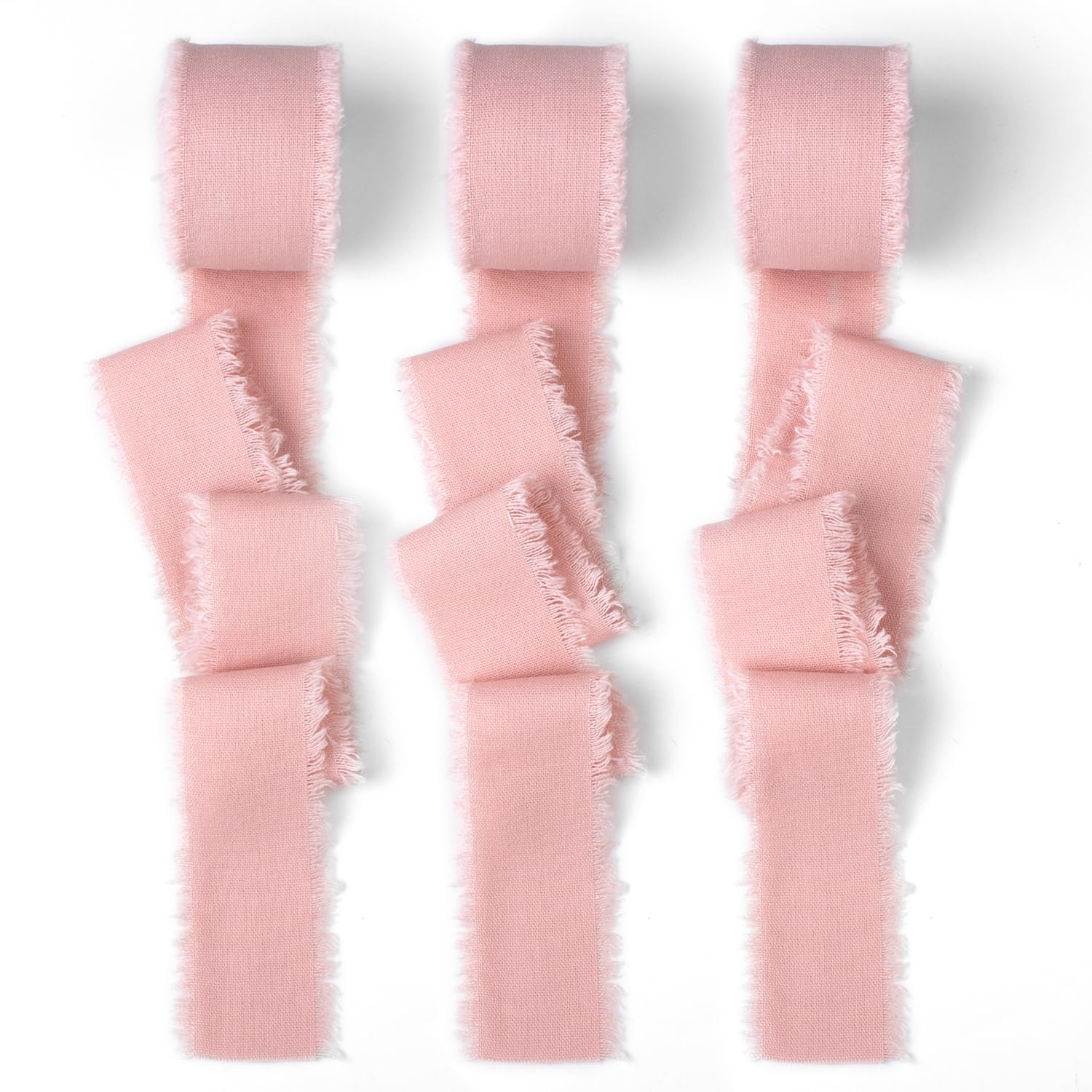 MLURCU Pink Cotton Linen Ribbon - 1.5" x 21Yds Rose Pink Boho Vintage Rustic Ribbon for Gift Wrapping Wedding Invitations Bridal Bouquets DIY Crafts