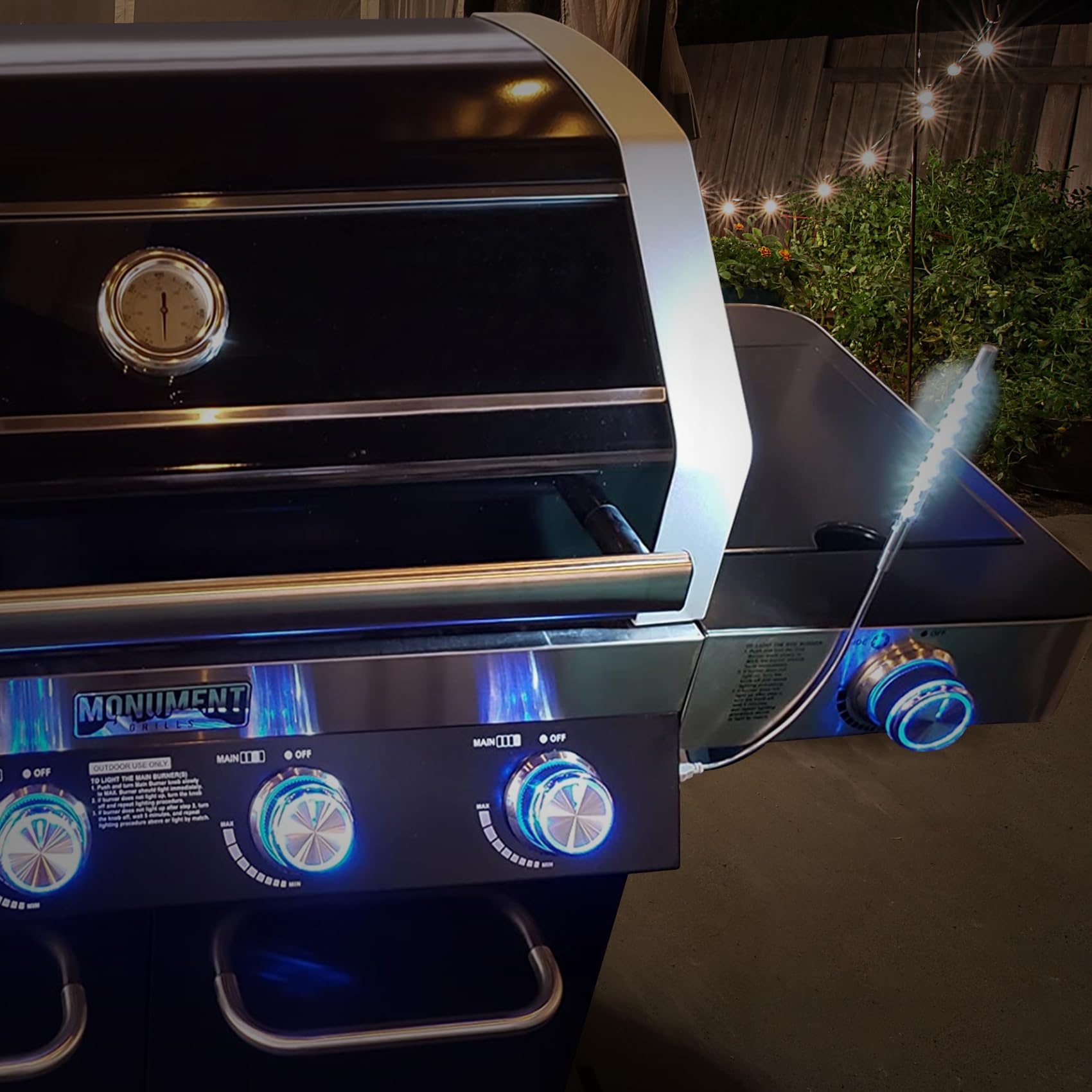 Luz USB para parrilla de barbacoa para parrillas de gas Monument, luces de parrilla superbrillantes, regalos para hombres, accesorios para parrilla de gas Monument 25392, baterías no incluidas, 4