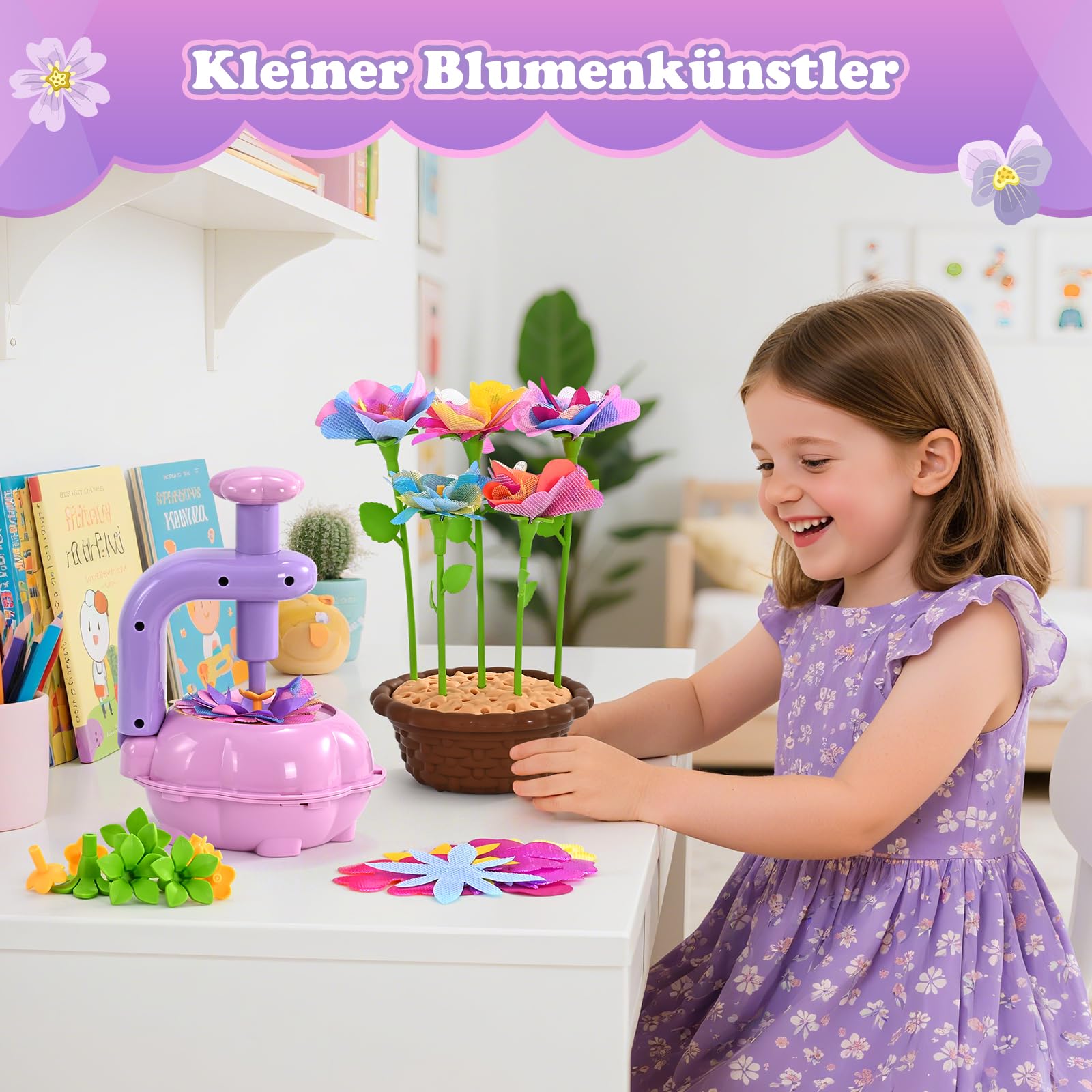 BlueSwan Bastelset Kinder, Geschenk Mädchen 4 5 6 7 8 9 10 + Jahre | Blumenpresse, Mitgebsel Kindergeburtstag Gastgeschenke, Blumen Basteln, Garten Diy ADHS Spielzeug, Fördert Feinmotorik