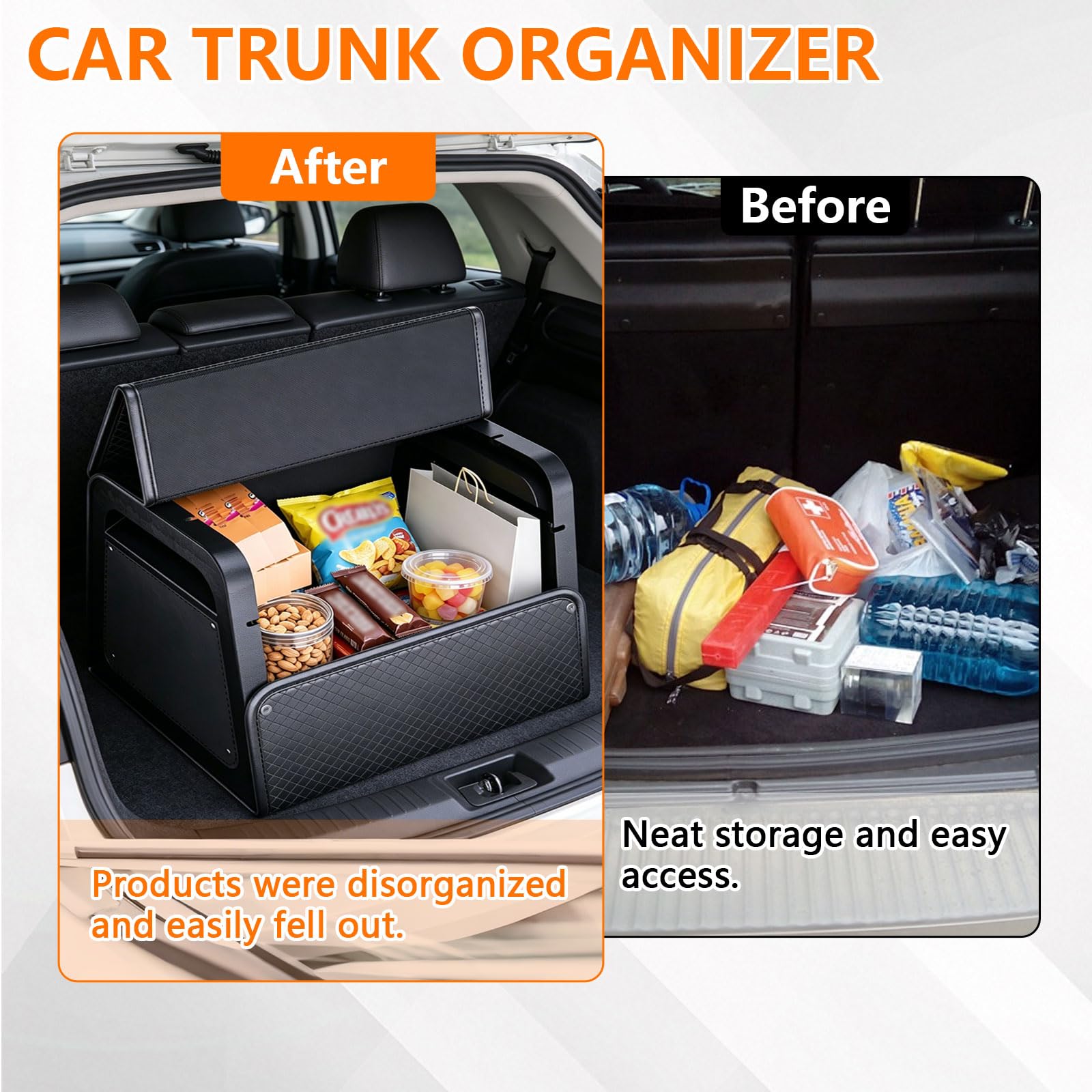 Organizer per bagagliaio, divisorio rimovibile per auto, in pelle PU e pannello a nido d'ape in polipropilene, fissato con viti, estremamente robusto, 38 x 33 x 30 cm (lunghezza x larghezza x
