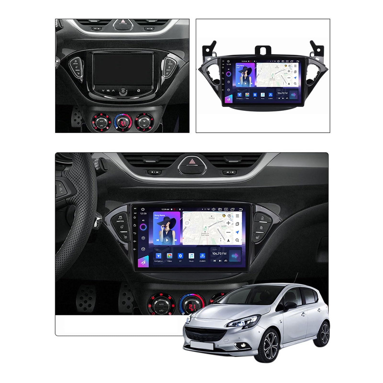 EsaSam Android 13 Car Stereo Bluetooth Car Play 2 DIN Touch Screen Compatible with Opel Corsa 2014~2019 9in QLED Display Car Radio with Navigation Android Auto FM RDS SWC,8 Core NF4 4G+64G