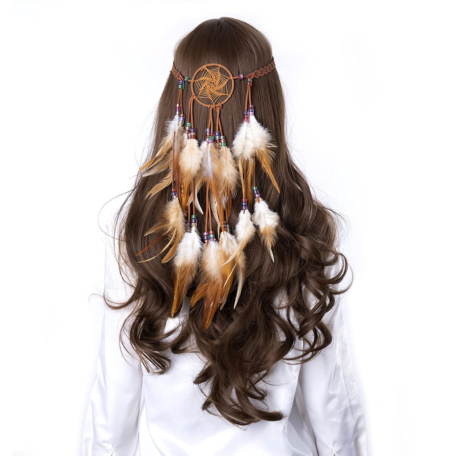 lureme Dreamcatcher Feather Headband-Boho Feather Headwear Hippie Headdress Bohemian Hairband for Women (hb000011-10) : Clothing, Shoes & Jewelry