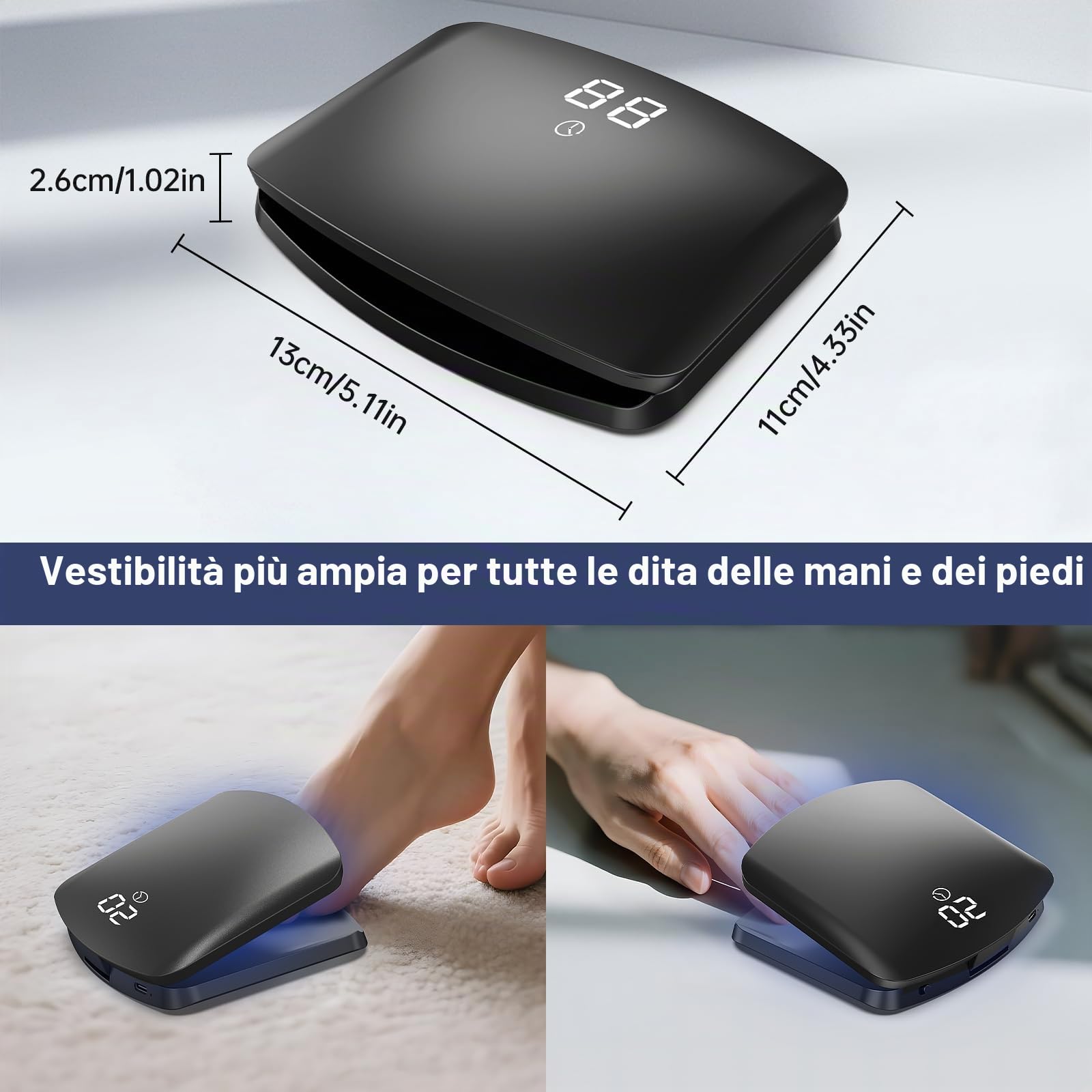 Upgrade Laser per Micosi Unghie Piede, 11 luci blu + 4 infrarossi, Touchscreen, Timer 5/10/15/20 min, Laser per Funghi Antimicotico Unghie Piedi-nero