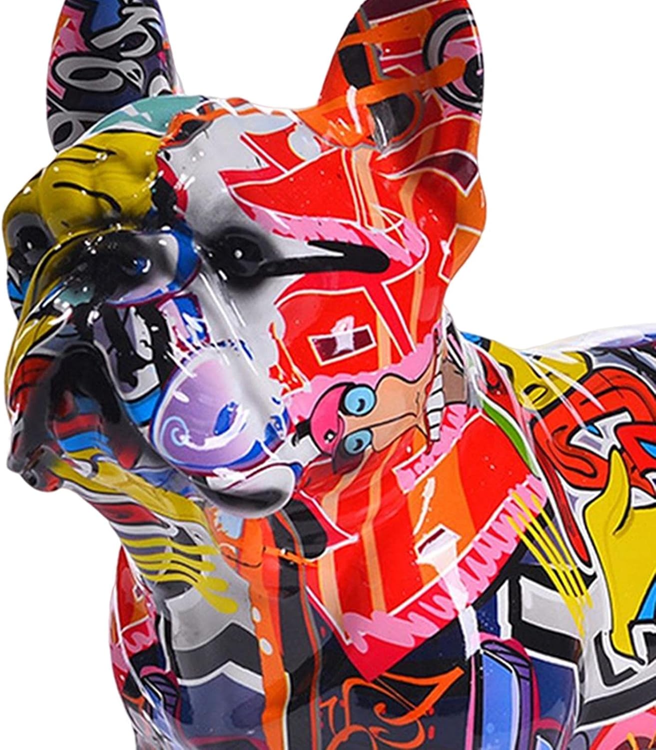 French Bulldog Statue Bulldog Statues Home Decor Animal Statue Shelf Decor Graffiti Art Sculpture for Home Living Room Decor Memorial Gift, Style A
