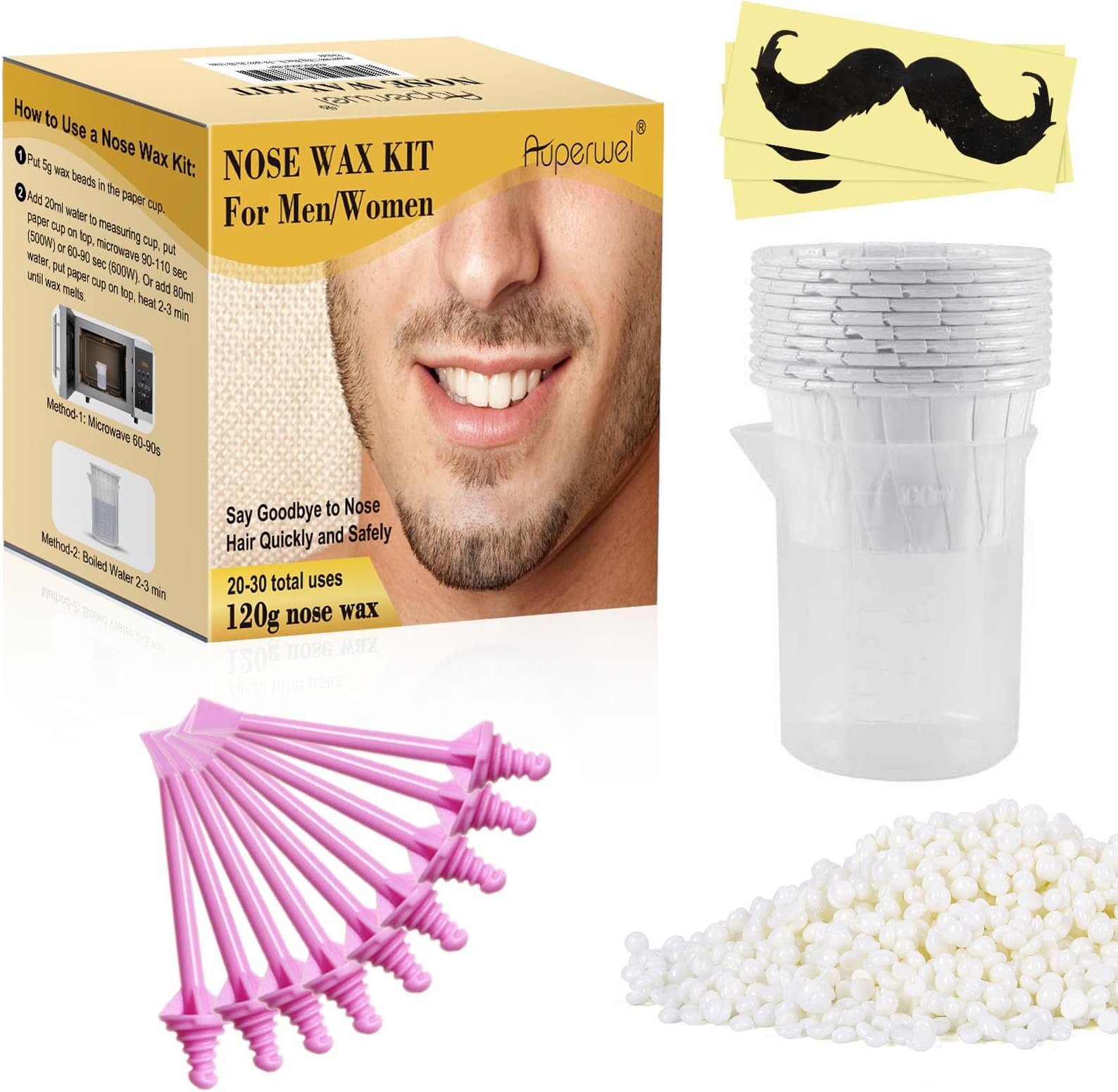 Auperwel 120g Wax Nose Hair Remover Kit Includes 30
