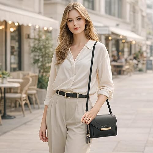 Vista 2 de TANTOMI Small Crossbody Bag for Women Vegan Leather Cell Phone Purse Crossbody Wallet with Adjustable Strap Negro