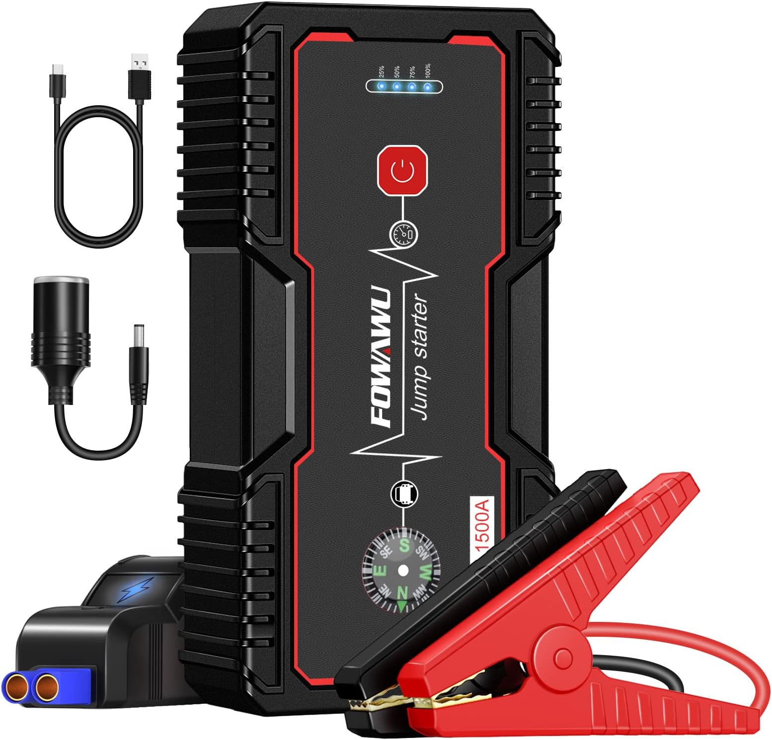 18000mAh 1500A Car Jump Starter,Water-Resistant Jump Starter Battery Pack(7.0L Gas,5.5L Diesel),Battery Jumper Starter Portable with USB/DC 12V/LED Light