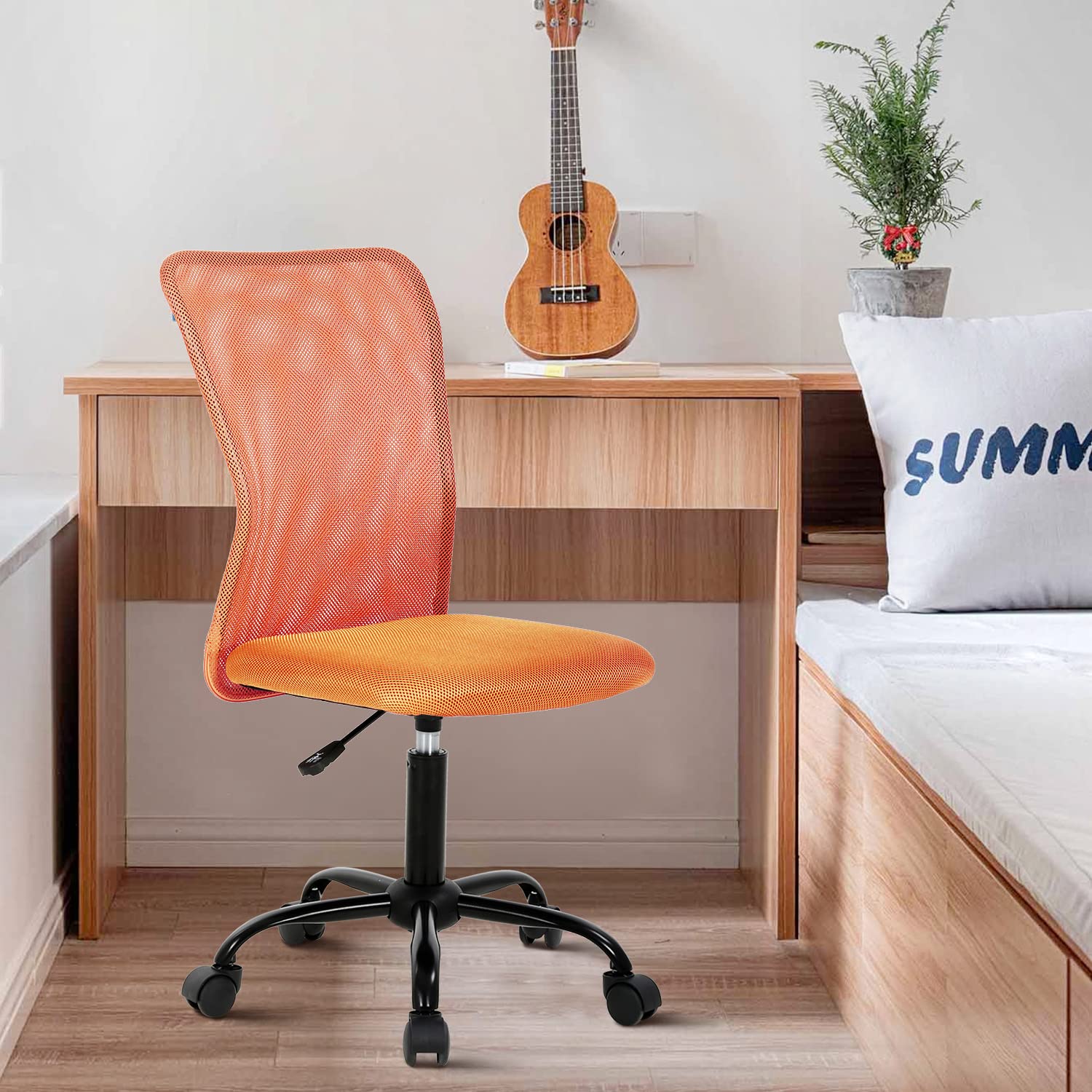 BLKMTY Home Office Desk Chair Armless Office Chair Mid Back Mesh Chair Height Adjustable Small Computer Chair Cheap