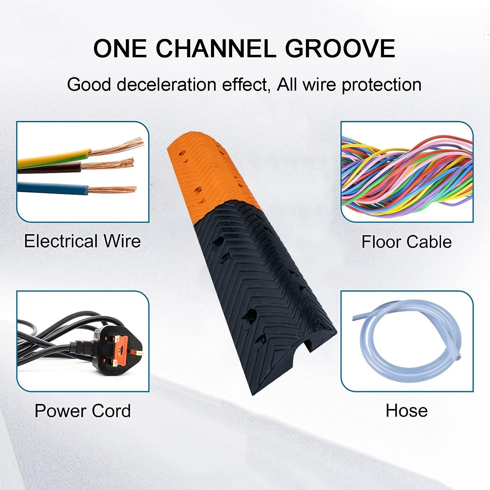 Pasacables de Suelo para Proteger Las Cables Protector, Protector de Cables para Suelo Exterior, 1 Canal, Resistente, Oculta Cables, Mangueras y Tuberías de Forma Segura, 100 X 35 X 9,5 Cm