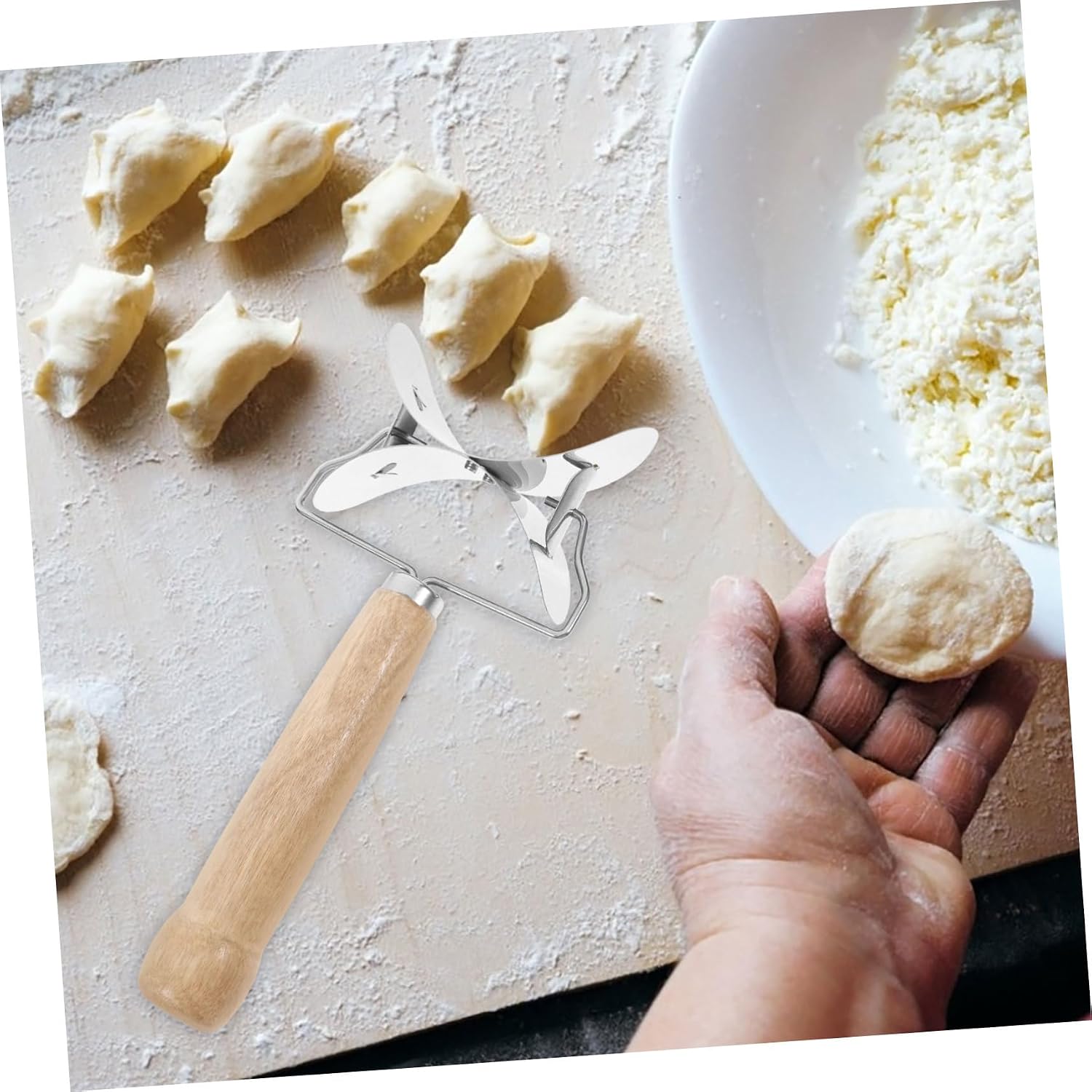 SHOWERORO 3pcs Dumpling Wrapper Skin Dough Cutter Dumpling Mold Easy Push Cutter for Chinese Non-stick for Kitchen Gadget