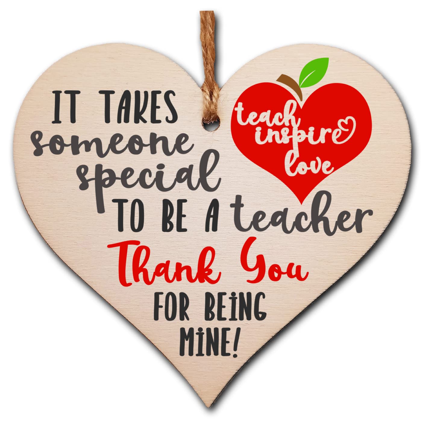 The Plum Penguin Someone Special to Be a Teacher Thank You Hanging Heart Wooden Decoration End of Term Gift Card Alternative