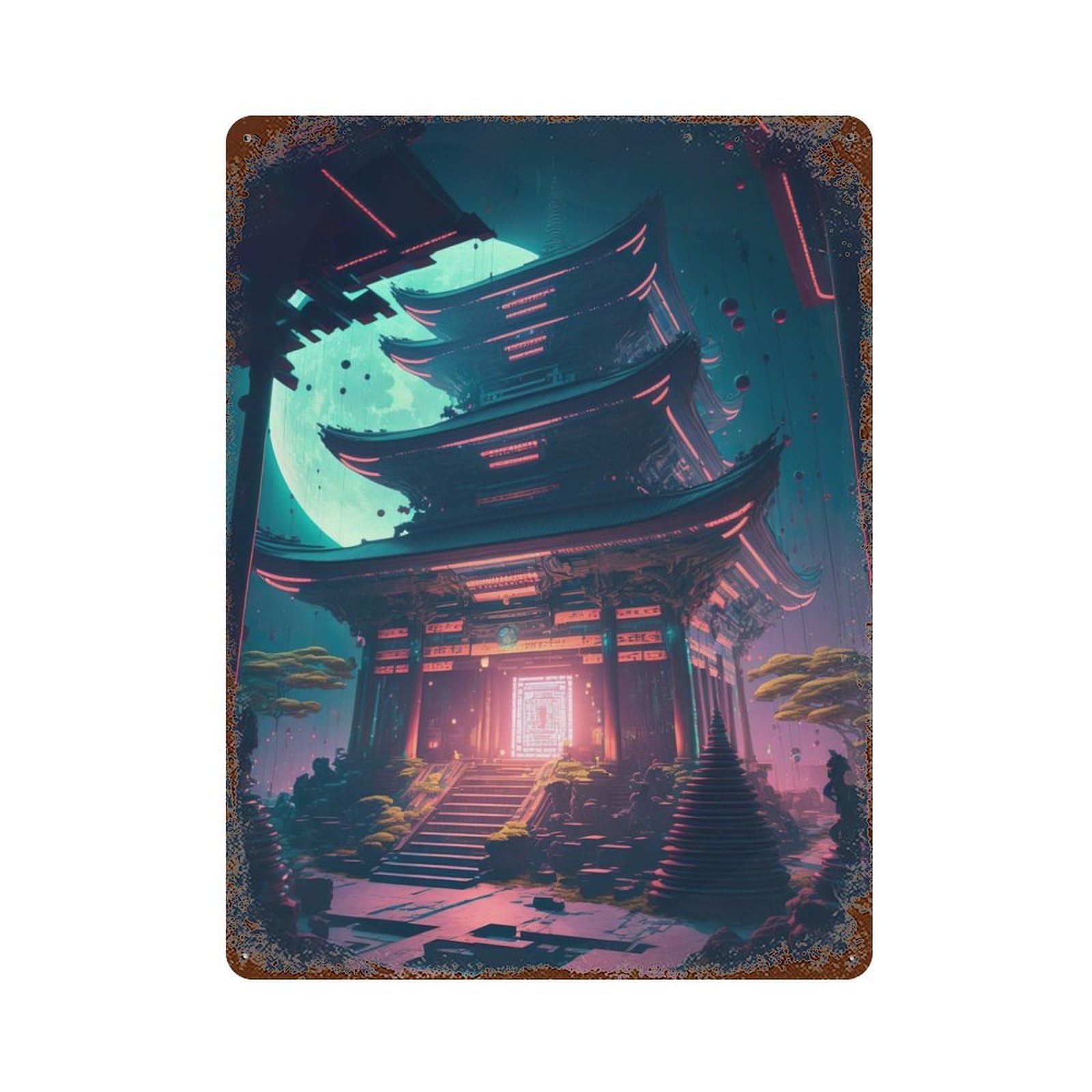 Shinto Shrine V3 Retro Metal Sign 15.7"x11.8", Ideal for Cafe, Home Bar And Lounge Decor