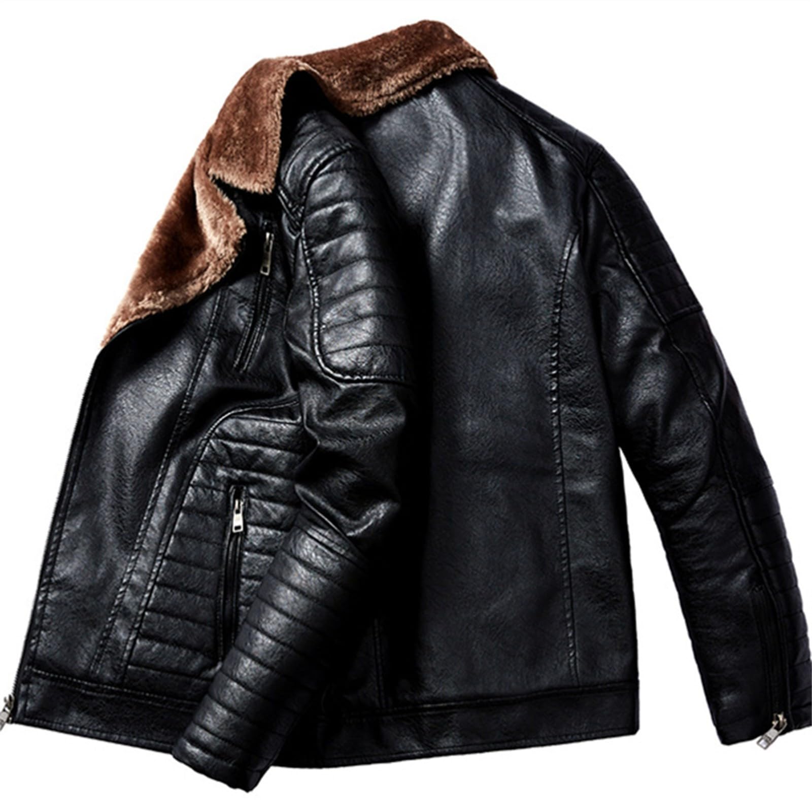 Lederjacke Herren, Winterjacke Herren, Jacke Mantel Parka Herren, Comfort Fit Warm GefüTtert Wintermantel Mit Taschen Men'S Coats Arbeitsjacke Steppjacke Heizjacke Winter Outdoor Jacken MäNner