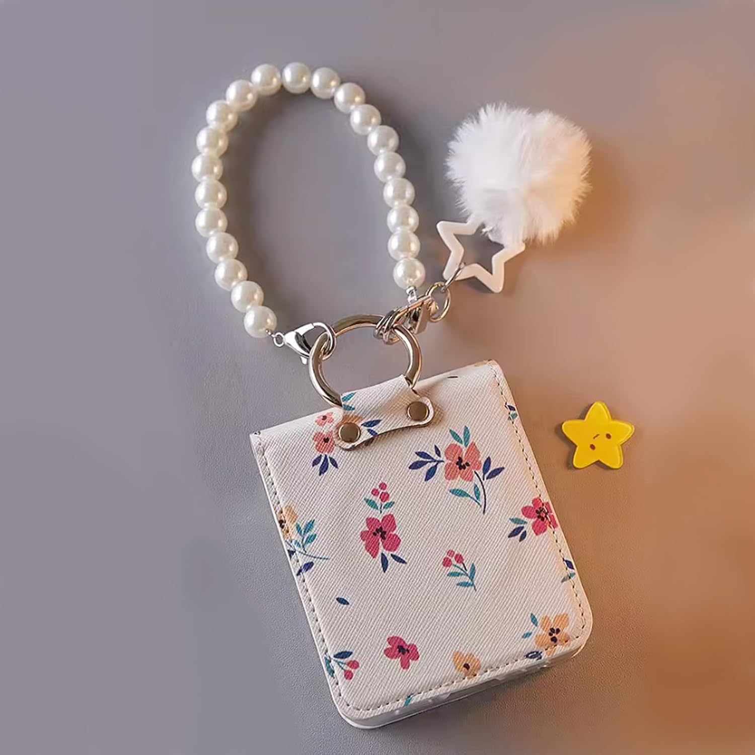 for Samsung Galaxy Z Flip 6 Case Cute Cover with Hinge Protection & Chain, Kawaii Stylish Z Flip 6 Phone Case for Women, Shockproof Protective Case for Galaxy Z Flip 6 White