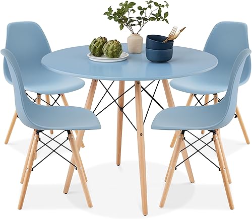 Miniatura 15 de Best Choice Products Juego de comedor de 5 piezas, juego compacto de mesa y silla de mediados de siglo moderno para el hogar, apartamento con 4