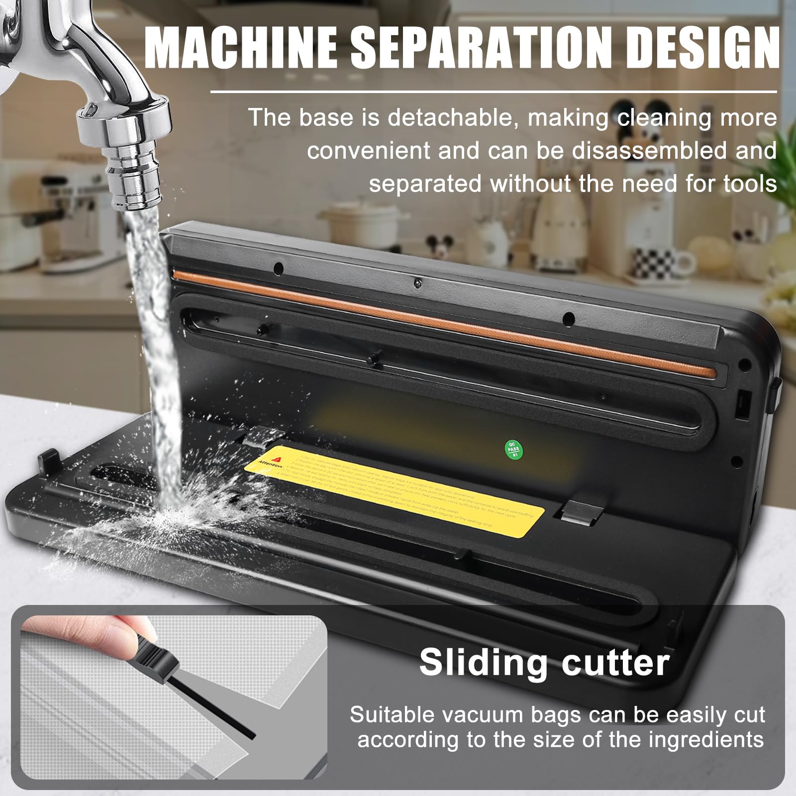 Macchina per sottovuoto automatica, 7 in 1, 120 W, macchina per sottovuoto professionale, con 50 sacchetti sottovuoto, taglierino, conto alla rovescia, modalità asciutto/umido, saldatrice per alimenti