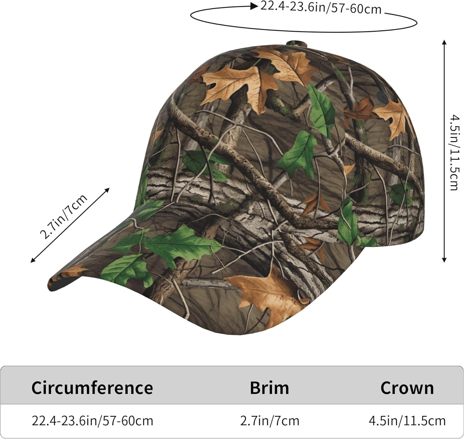 Camo Baseball Cap Adjustable Camouflage Hat Unisex Fishing Hat for Outdoor Sports One Size - Image 2