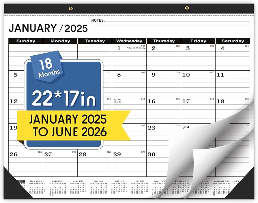 Amazon.com: Desk Calendar 2025,January 2025 to June 2026,Large Desk calendar 2025-2026,Desk Calendar 2025-2026 Large 22x17,Classroom 2025 Calendar 22x17 amazon-com-desk-calendar-2025-january-2025-to-june-2026-large-desk-calendar-2025-2026-desk-calendar-2025-2026-large-22x17-classroom-2025-calendar-22x17-with-round-holes-notes-list-black-18-months-calendar-2025-office-products