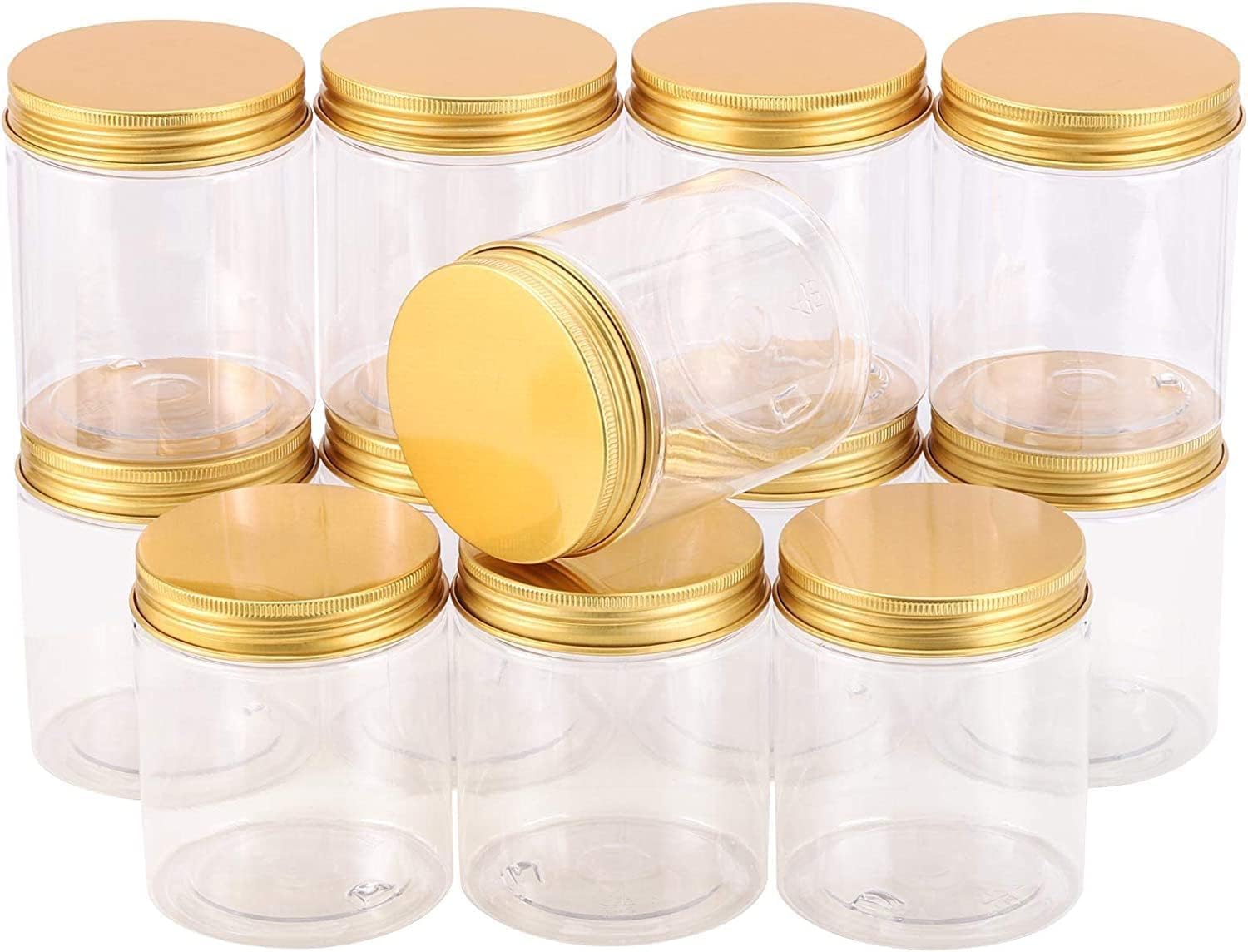PPS TRADING Airtight PET Jar 12 Pc × 200 Ml Storage Containers Transparent Jar for Pulses, Cereals and Spices For Kitchen Organization PET Canister Kitchen, Clear Plastic Pet Jars