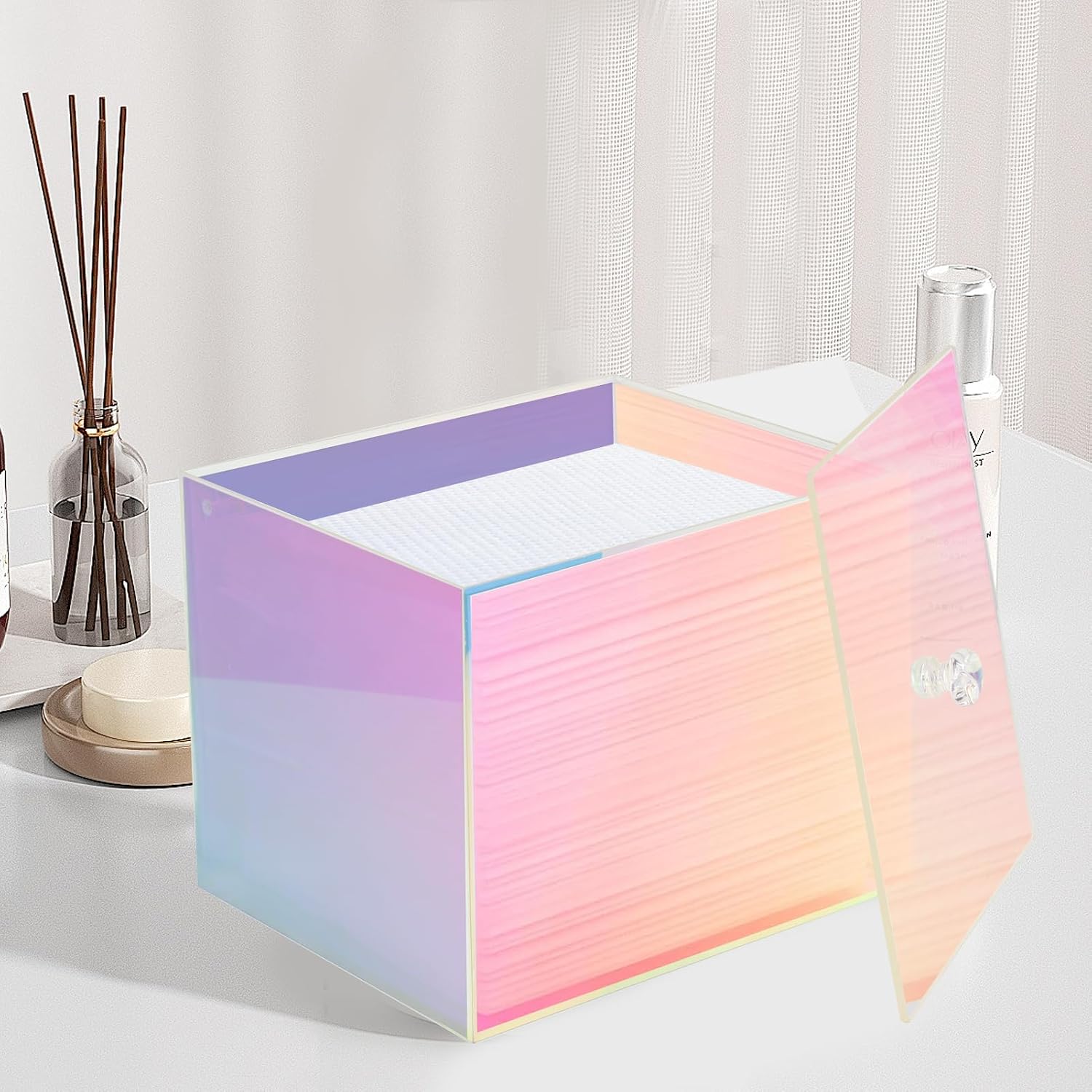 Weiai Disposable Face Towel Holder Container Acrylic Box for Clean Towels Rainbow image 2