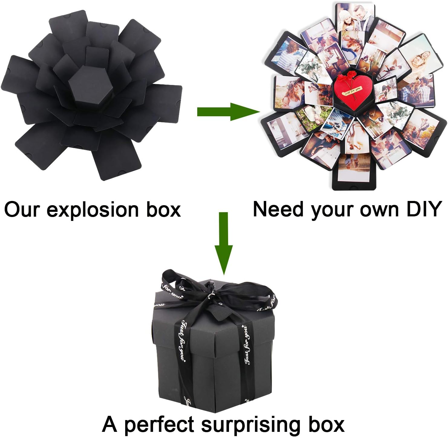 Explosion Box, POZEAN Explosion Gift Box DIY Photo Album Exploding Picture Box 6 Face for Birthday, Wedding, Engagement, Valentine¡¯s Day, Anniversary, Wife, Husband, Dad, Mom, Boyfriend