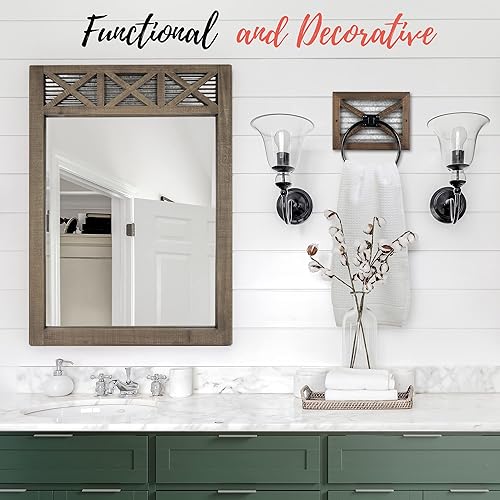 Miniatura 2 de Autumn Alley Anillo de toalla de mano para decoración de casa de campo para baño, soporte rústico para toallas de mano, soporte para anillo, montaje