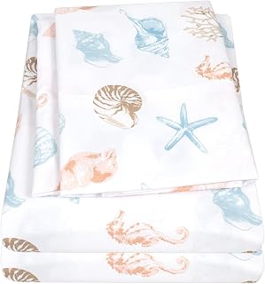 1500 Supreme Kids Bed Sheet Collection - Fun Colorful and Comfortable Boys and Girls Toddler Sheet Sets - Deep Pocket Wrinkle Free Soft and Cozy Bedding - Twin, Seashells