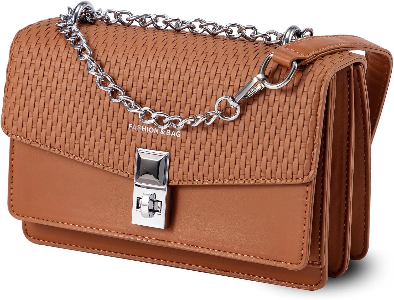 Vegan Leather Chain Crossbody Bags for Women Small Trendy Handbags Shoulder Purse