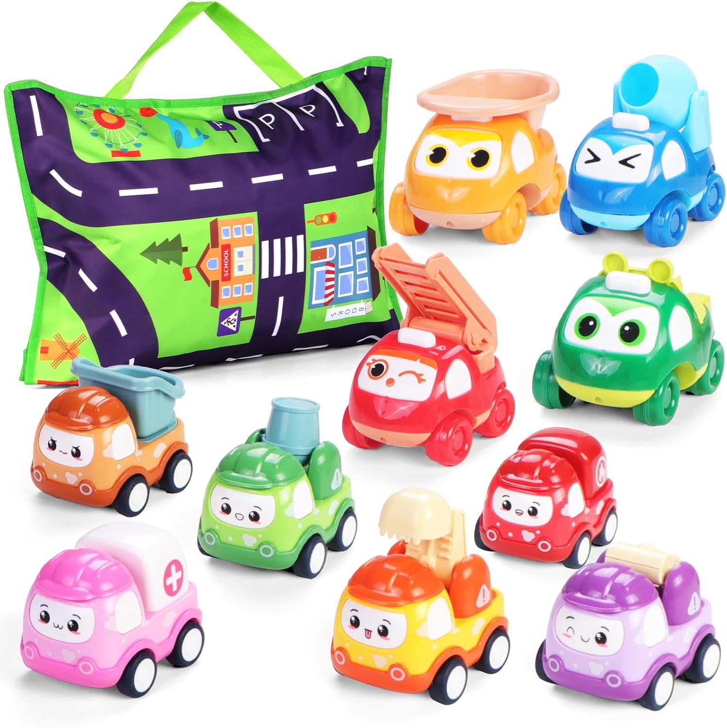 Toy Cars for Year Old: 10 Pack Cute Vehicle with Martinique Ubuy