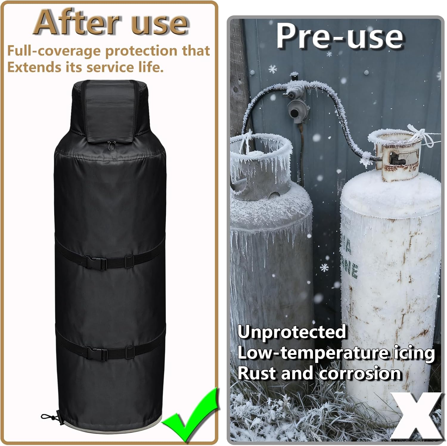 100 lb Propane Tank Cover 1200D Heavy Duty Waterproof Thick Cover Can Be Opened Top Easy to Use Dustproof Waterproof UV-Resistant and Frost-Resistant for 100 Pound Propane Tank, Black