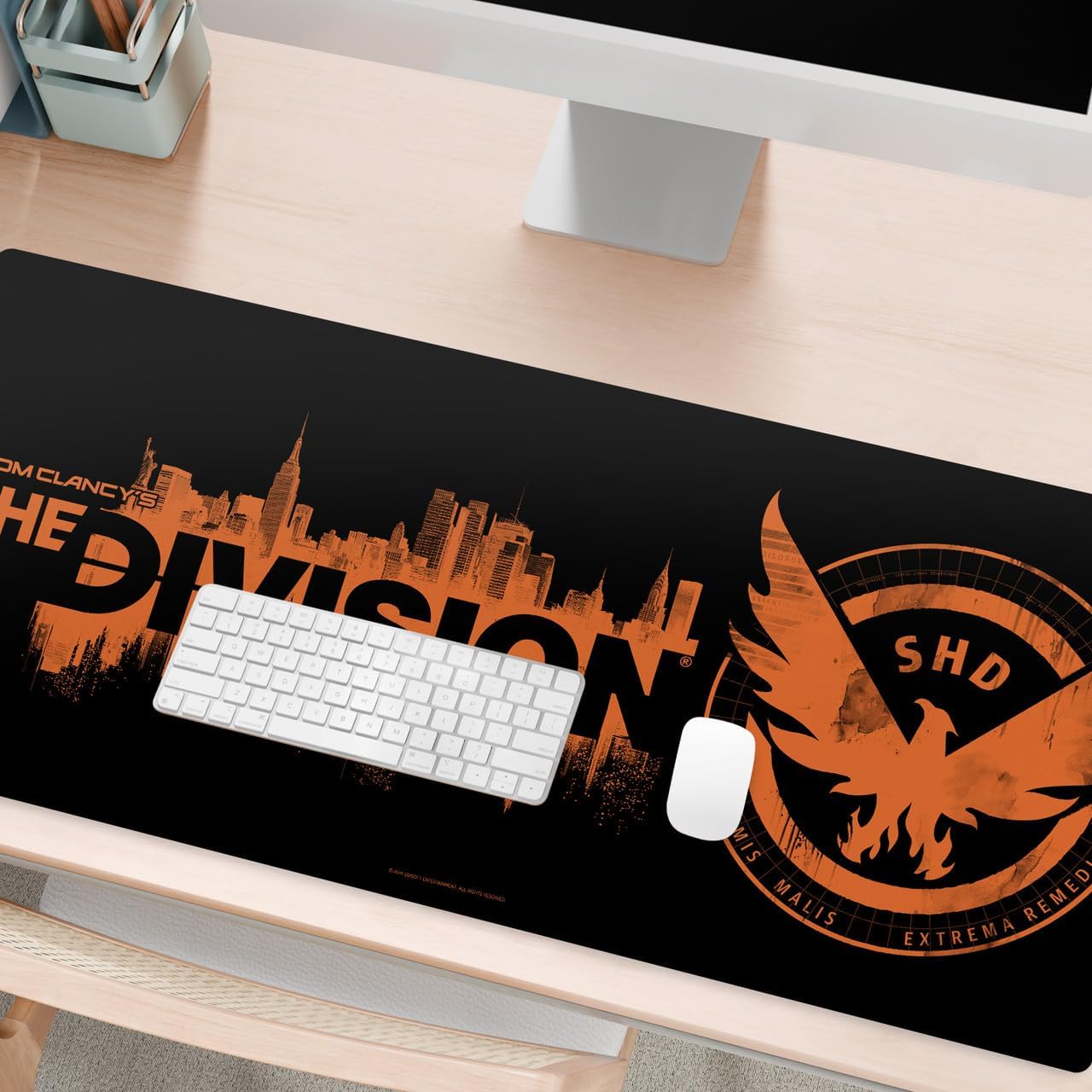 Head Case Designs Officially Licensed Tom Clancy's The Division Logo Black Graphics 37.4 x 15.75 x 0.16 inches (900 x 400 mm) - XL Gaming Office Desk PC Keyboard Mouse Mat Pad