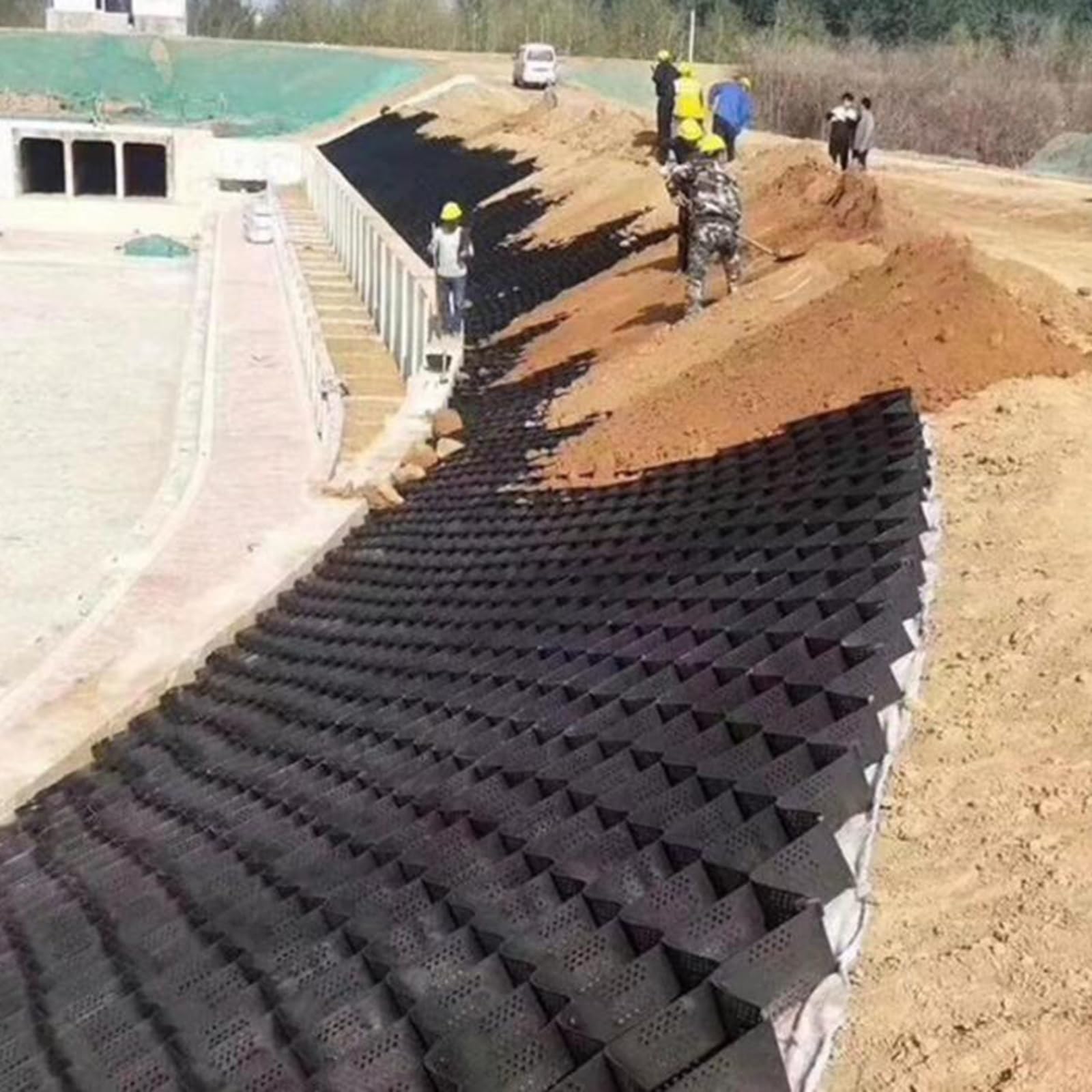 Kratka stabilizatora żwiru, głębokość 5 cm, do podjazdów, stoków, ogrodów - uniwersalne rozmiary (5 x 5 m) - roztwór do ziemi