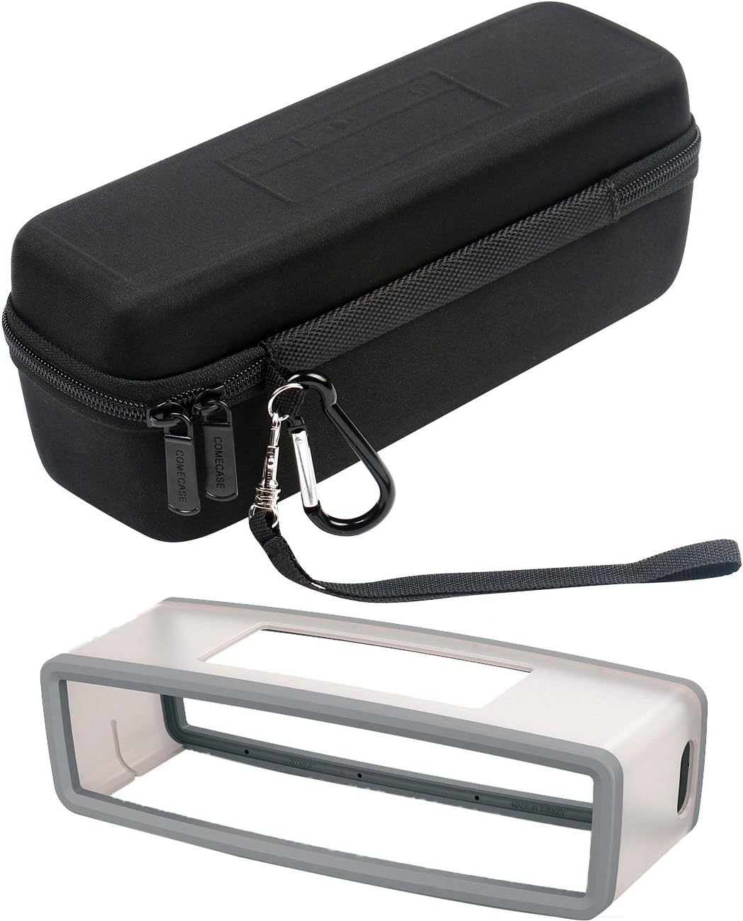 Comecase Travel Hard Case with Grey TPU Gel Soft Skin Cover for Bose SoundLink Mini Bluetooth