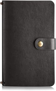 Reisetagebuch | KunstlederPlain & liniert | Perfekt zum Schreiben, Geschenke, Reisende | nachfüllbar, austauschbar, QuikfillNotizbuch, handlich, erweiterbar | Schwarz 72 Seiten (20,3 x 12,7 cm)