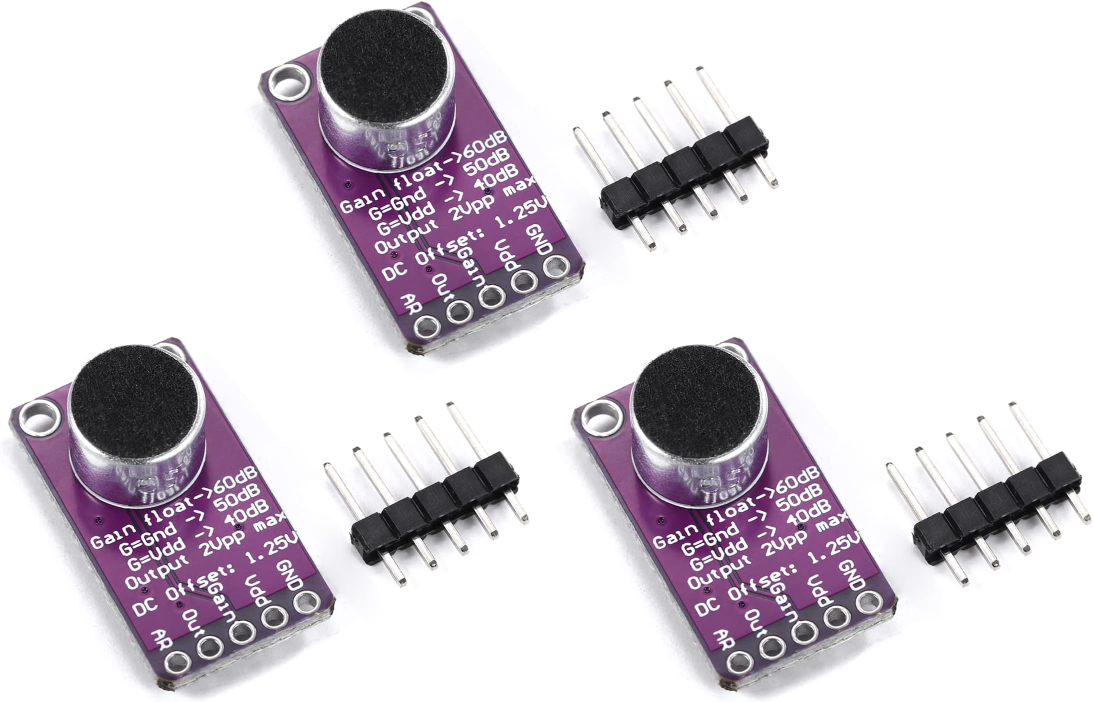 Teyleten Robot MAX9814 Electret Microphone AGC Amplifier Module Auto Gain Control Release Ratio Low THD for Arduino 3pcs