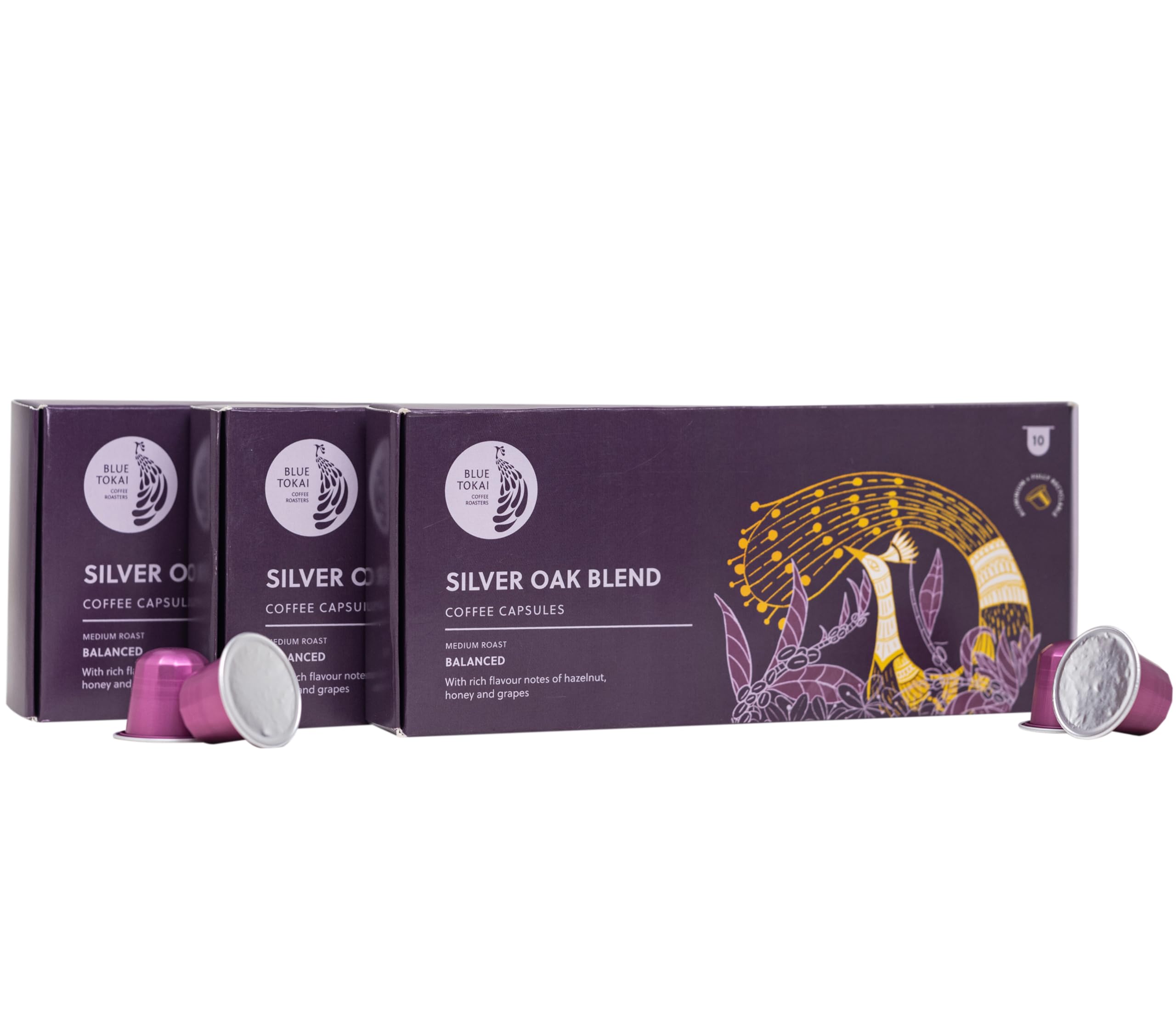 Blue Tokai Coffee Roasters Aluminium Capsules | Silver Oak Cafe Blend - Medium Dark Roast | 100% Arabica | Speciality Coffee| 10 Pods In Pack Each | Coffee Pods | Pack Of 3