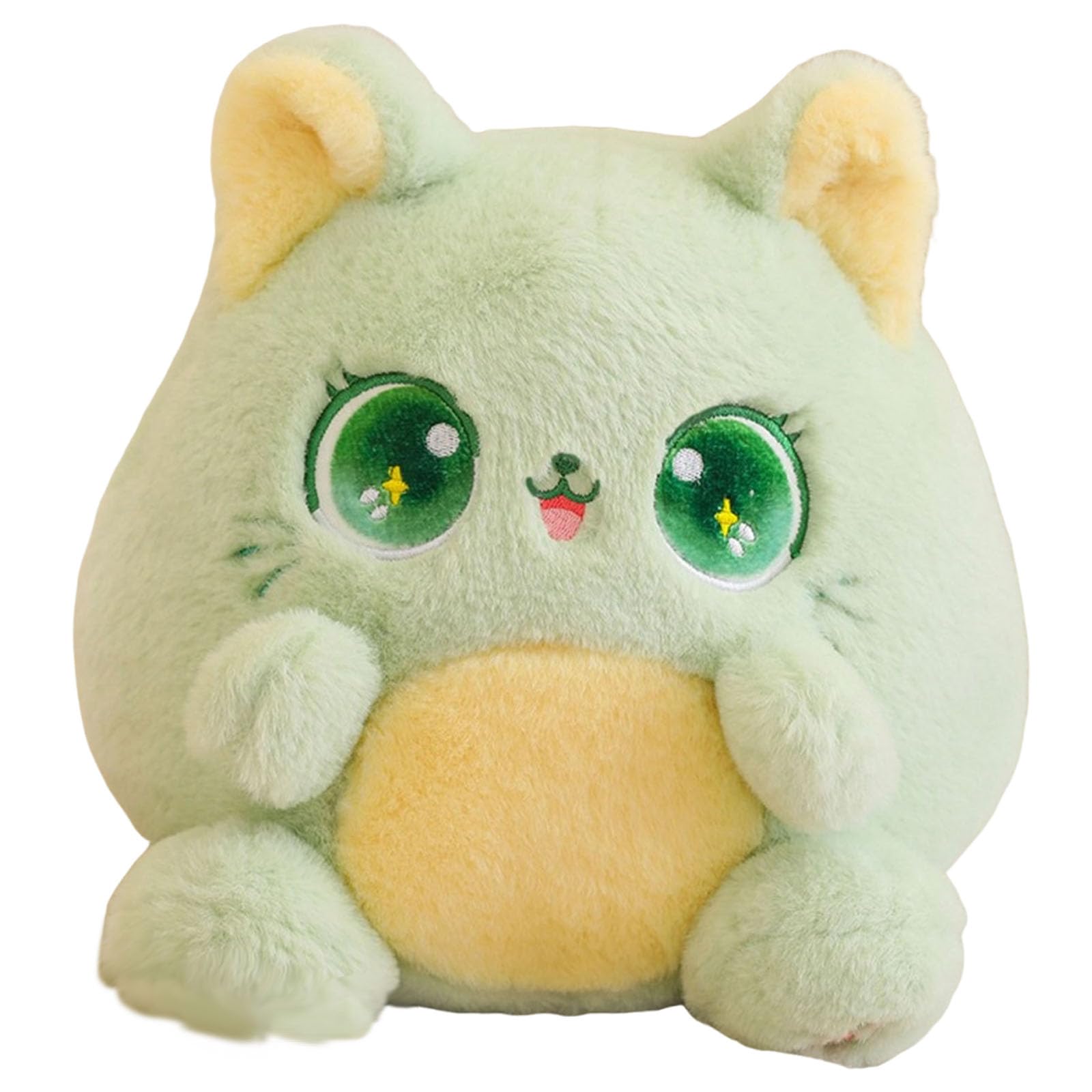 ZBELLO Cute Cat Plush, Soft Stuffed Toy, stuffed animal throw pillow for home decoration, a gift suitable for boys and girls. (Green,25cm)
