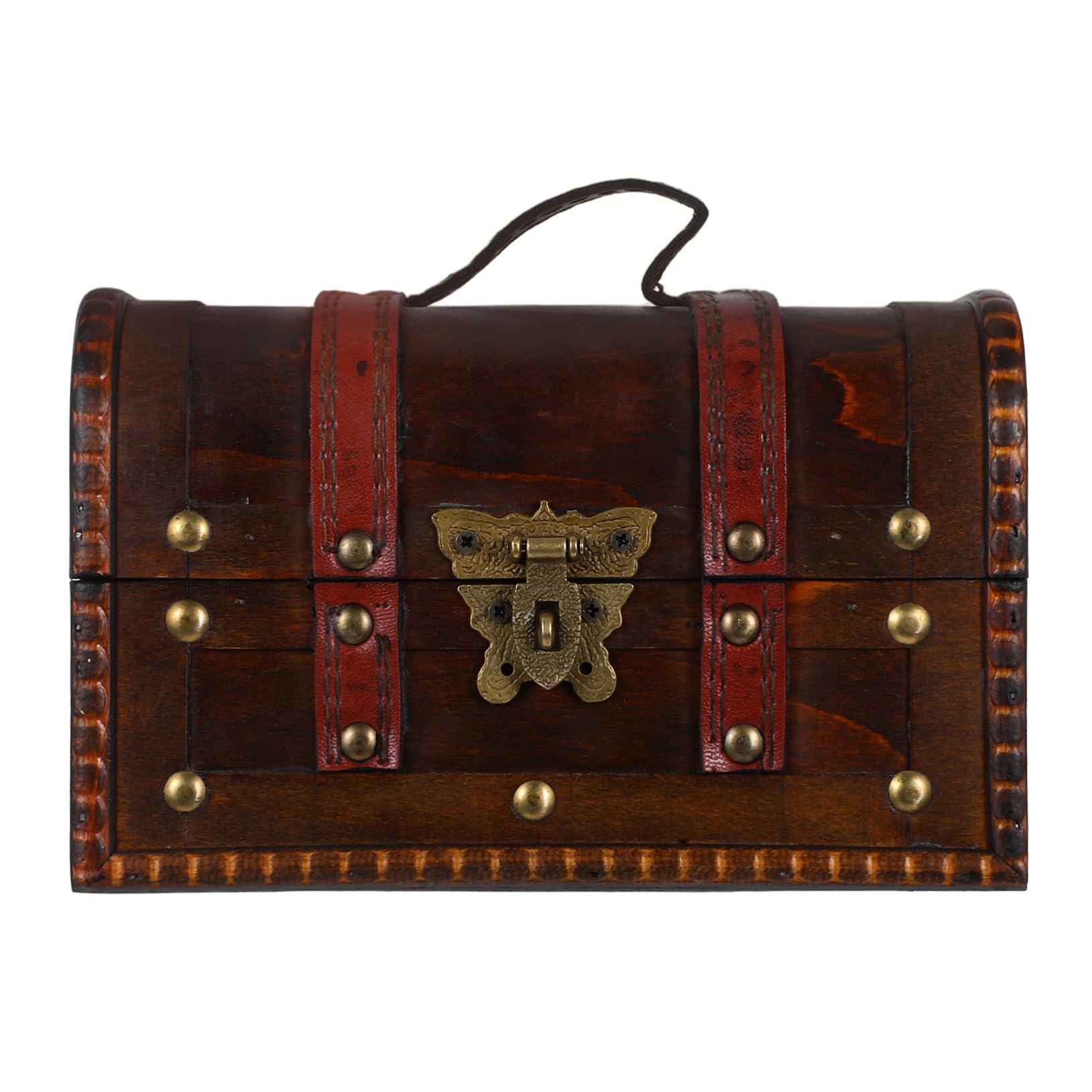 HONMEET Vintage Pirate Storage Box with Lock Decorative Organizer for Jewelry and Keepsakes Dark Brown Functional and Stylish Design for Home Office Decor