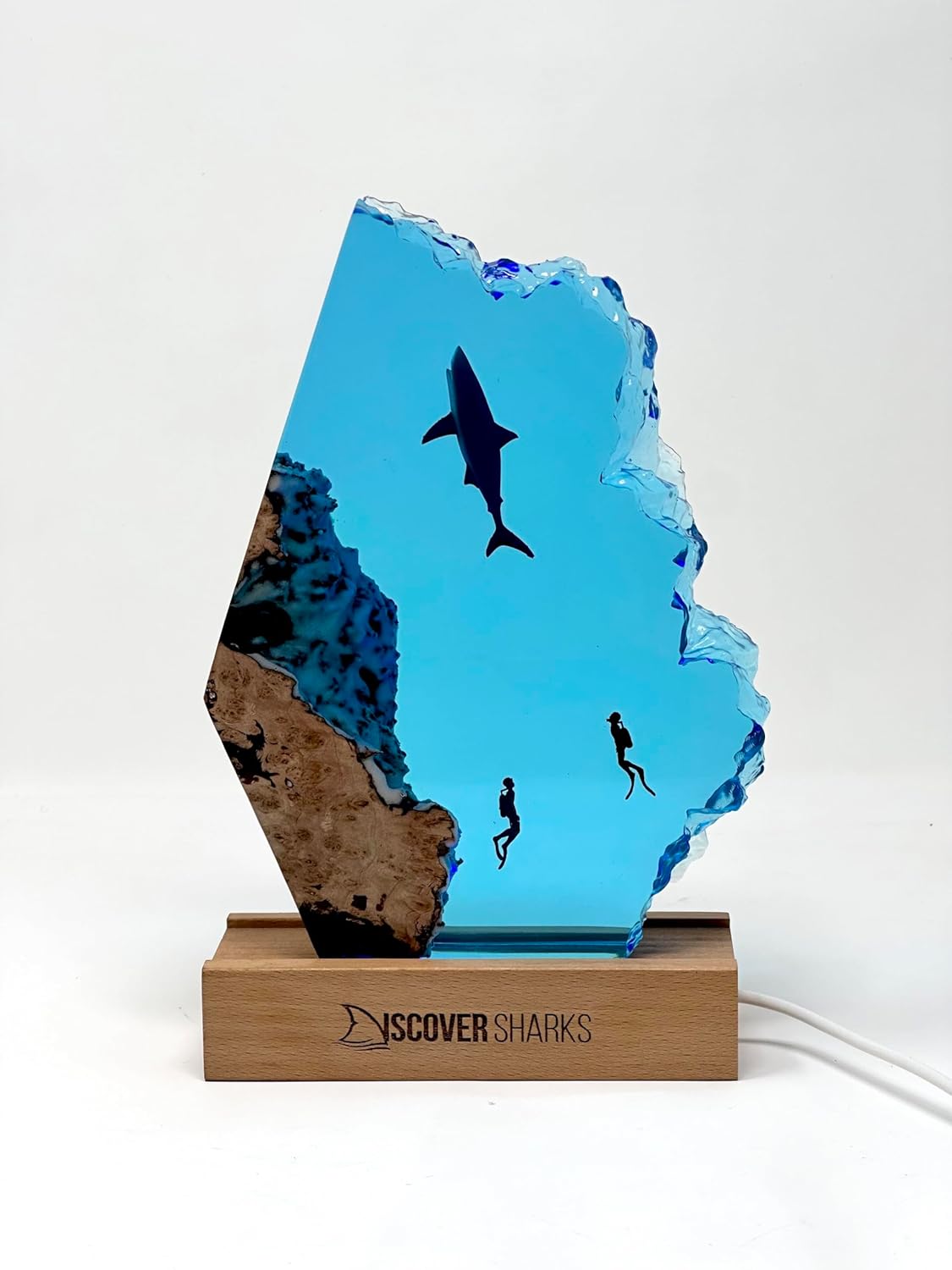 Hammerhead LED Ocean Night Light - Recycled Resin Ocean Lamp - Office, Desk, Bathroom or Bedroom Night lamp. Shark Night Light. (Hammerhead Shark)